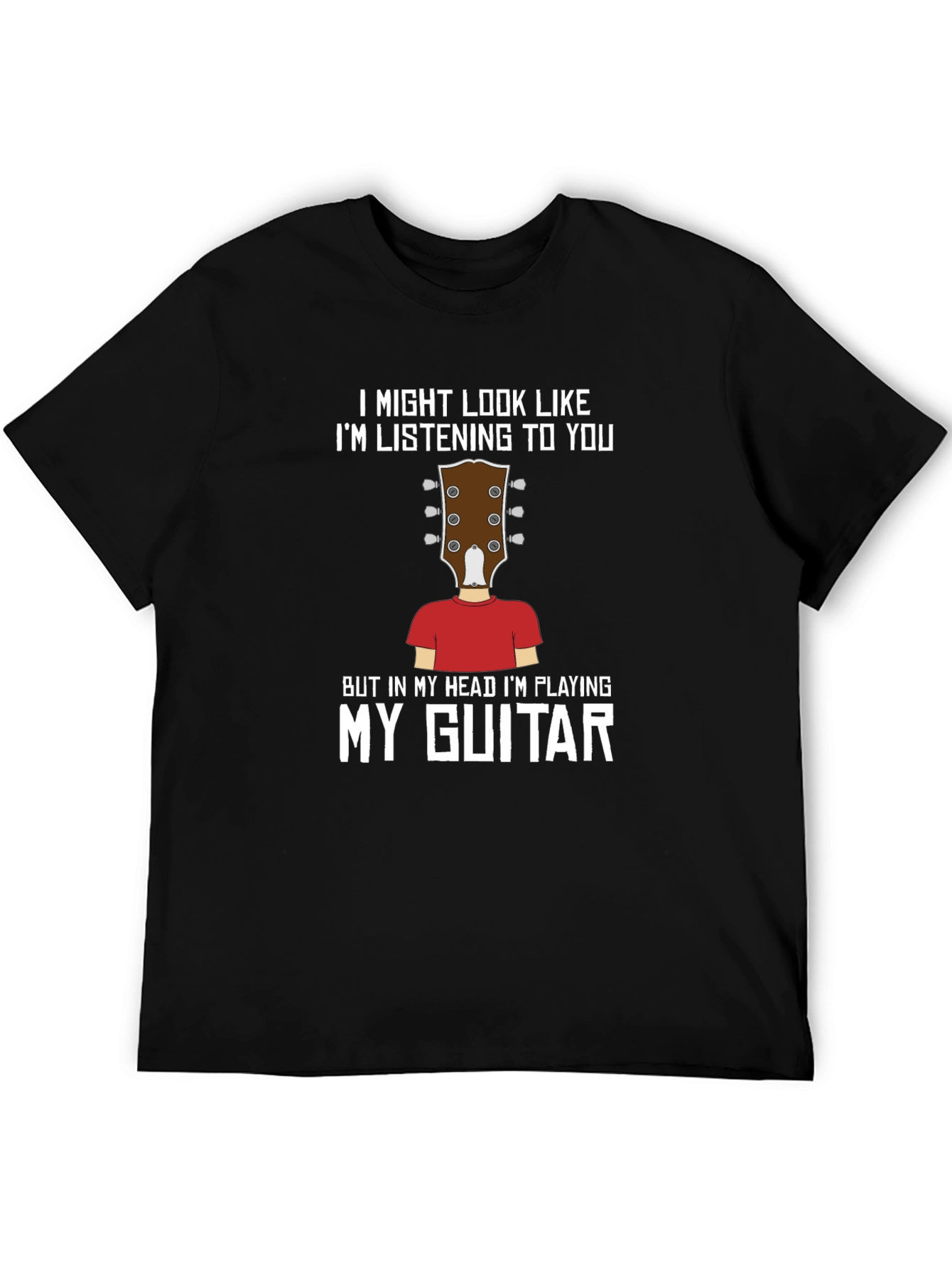 Black I'm Playing My Guitar Funny T-Shirt view 5