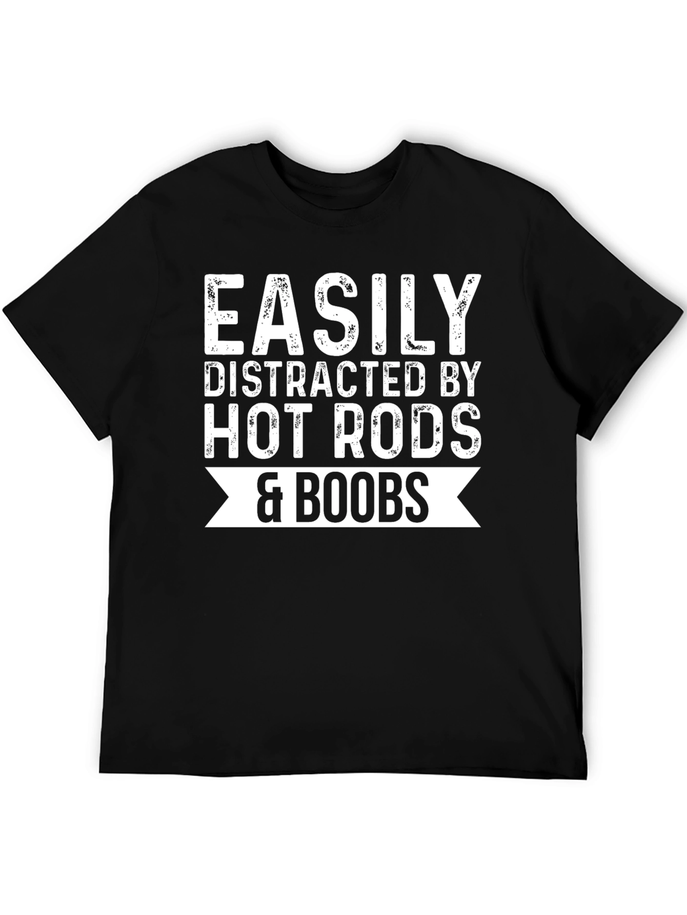 Black Easily Distracted Hot Rods & Boobs Graphic T-Shirt view 5