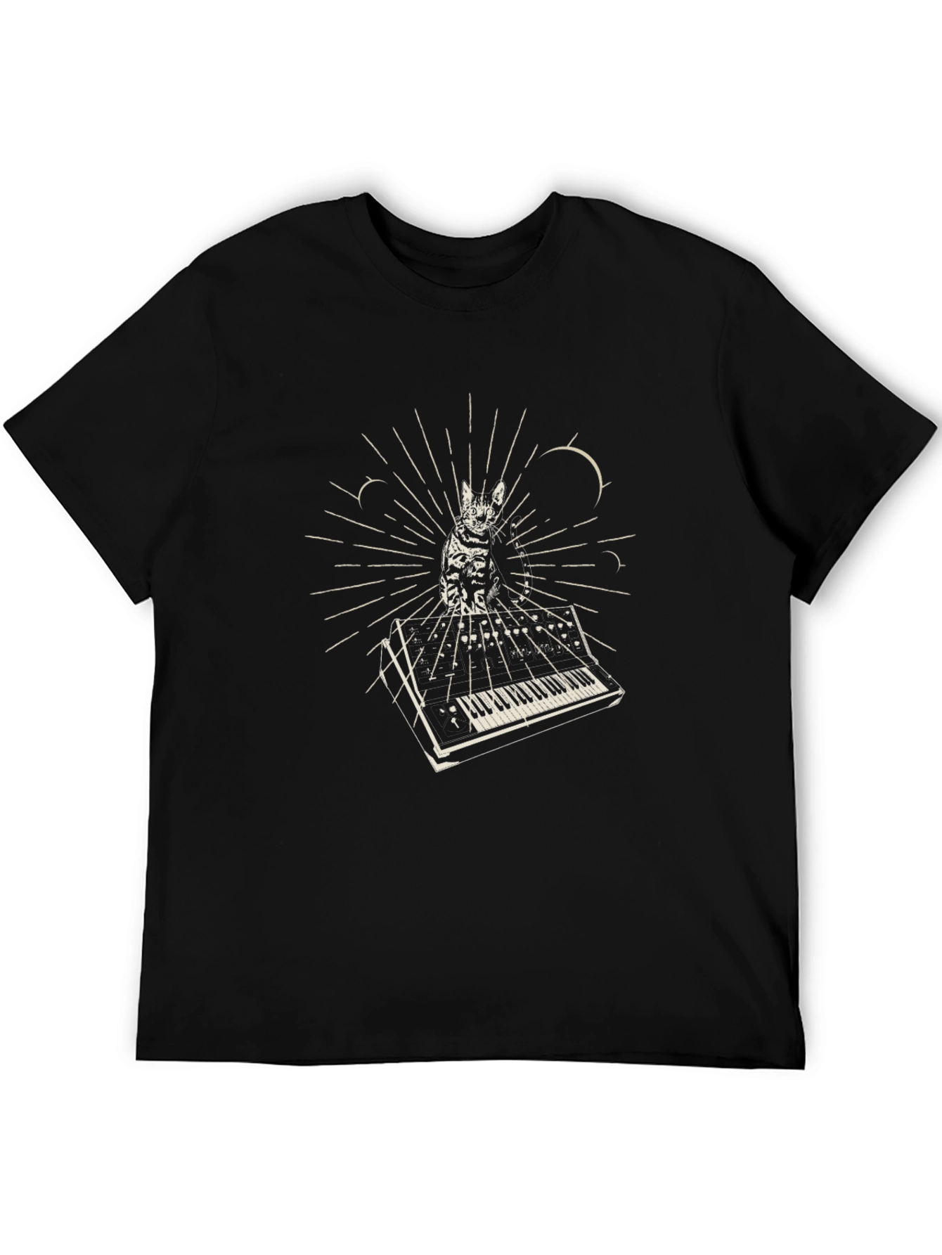 Black Cat Keyboard T-Shirt - Black Cotton Blend view 5