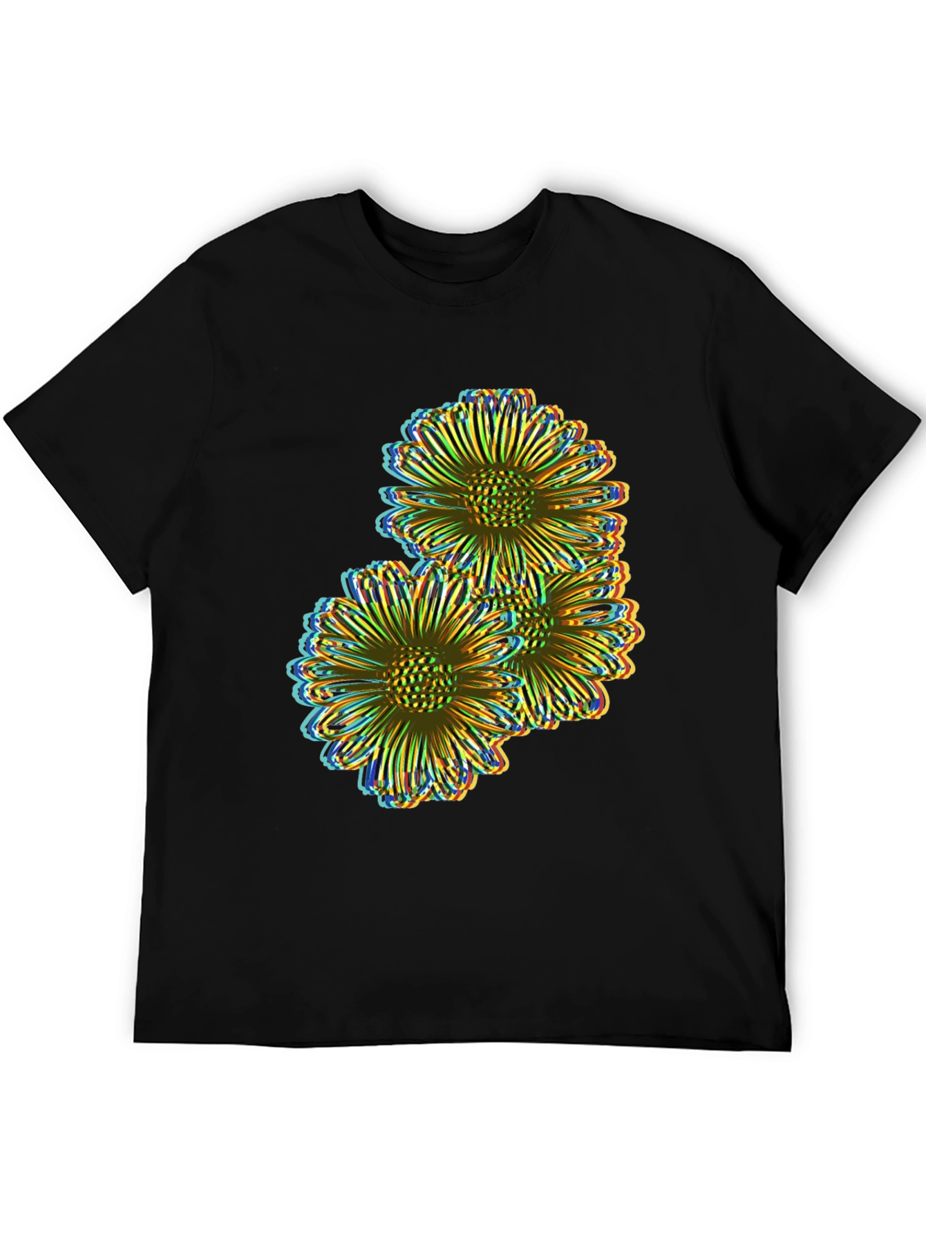 Black Floral Illusion Tee - Bold Graphic Print view 5