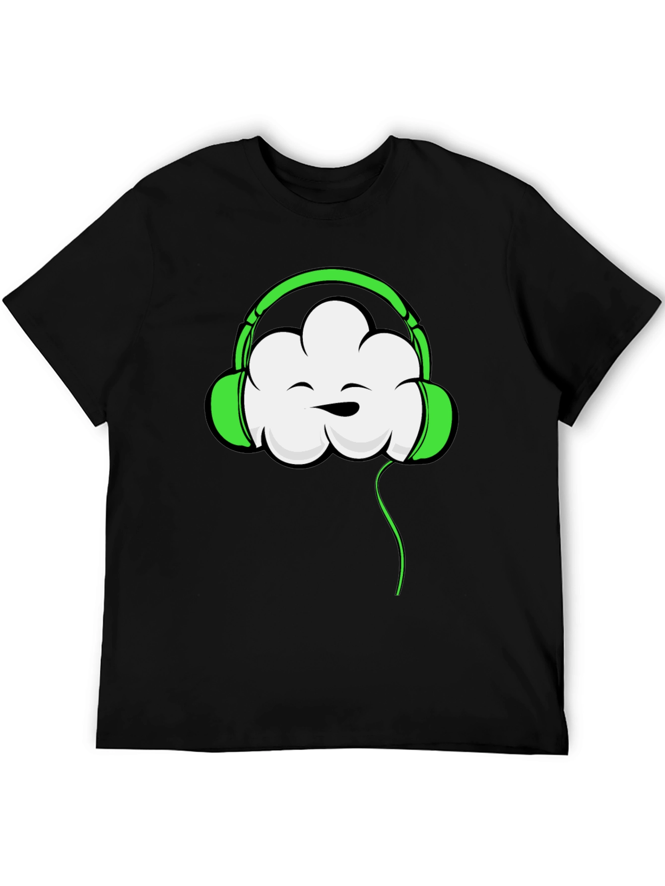 Black Funky Cloud Headphones Graphic T-Shirt view 5