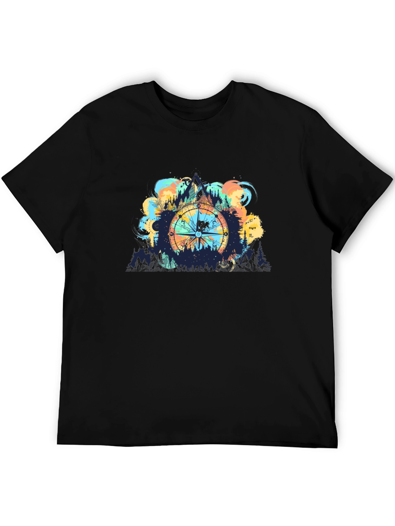 Black Adventure Compass Graphic Black T-Shirt view 5