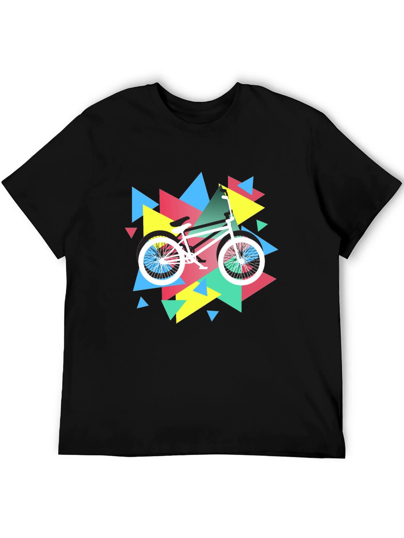 Black Retro Bike Graphic Tee - Black Cotton T-Shirt view 5