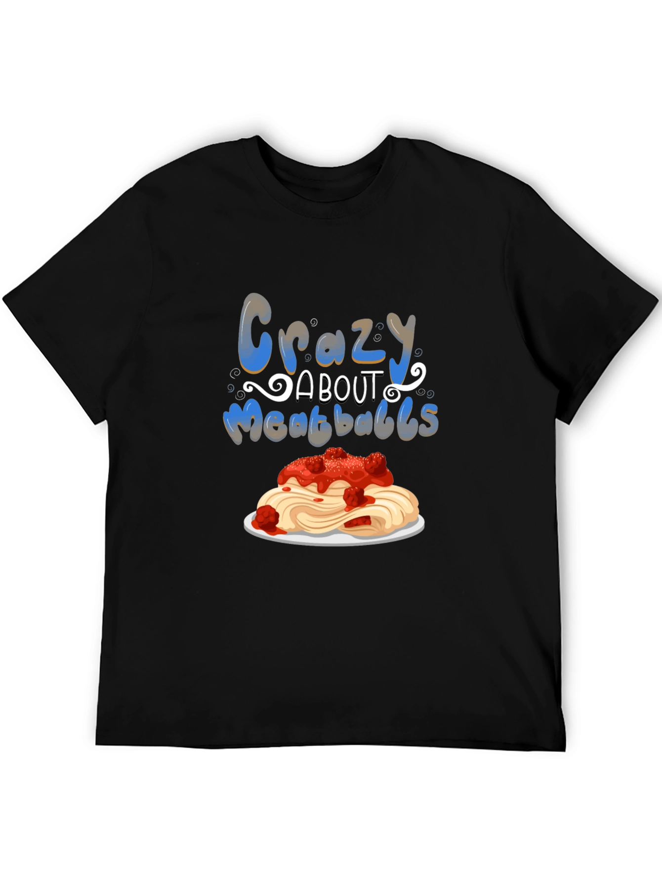 Black Crazy About Meatballs T-Shirt - Foodie Tee view 5