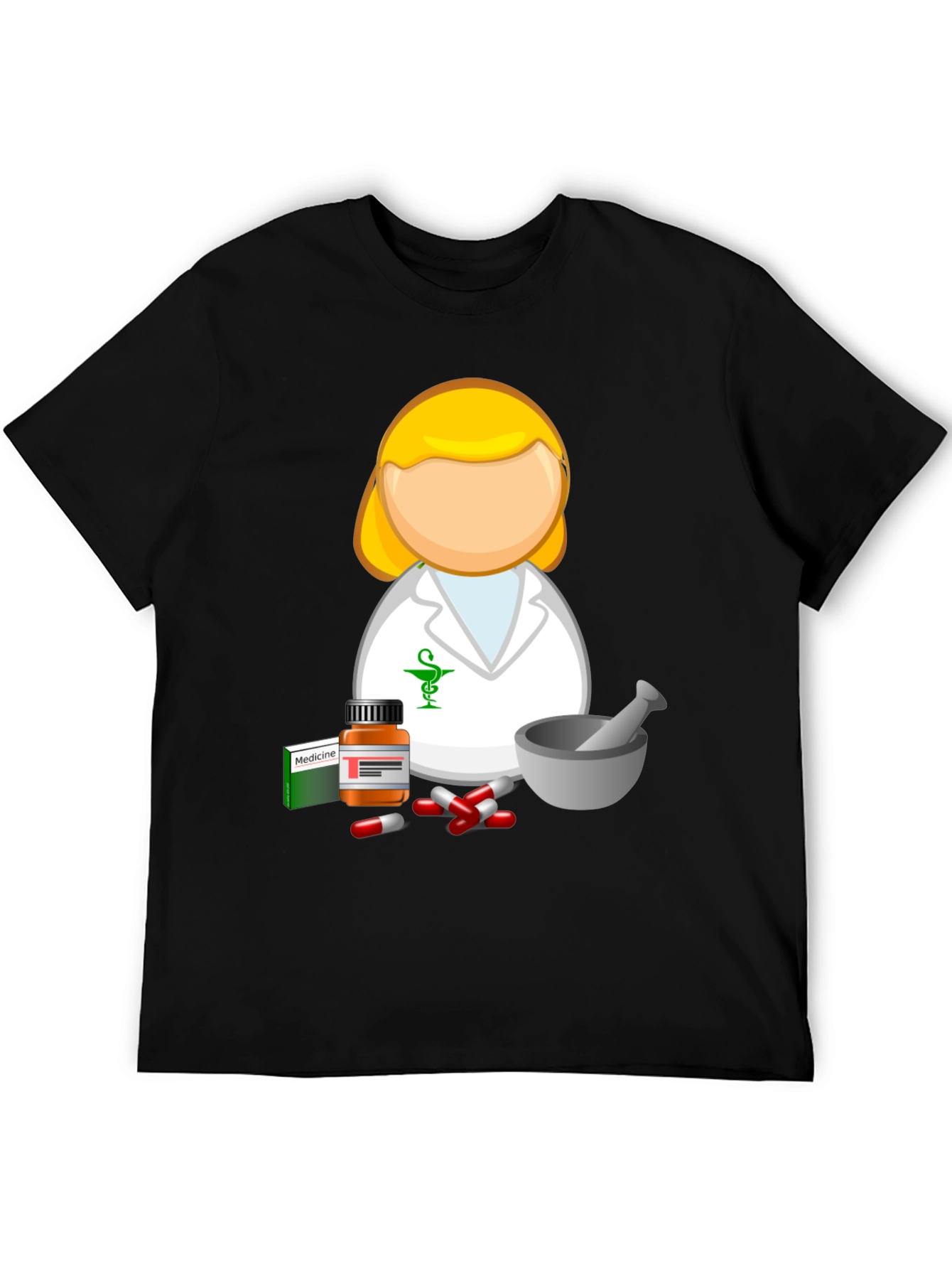 Black Pharmacist Cartoon T-Shirt - Medical Professional Style view 5