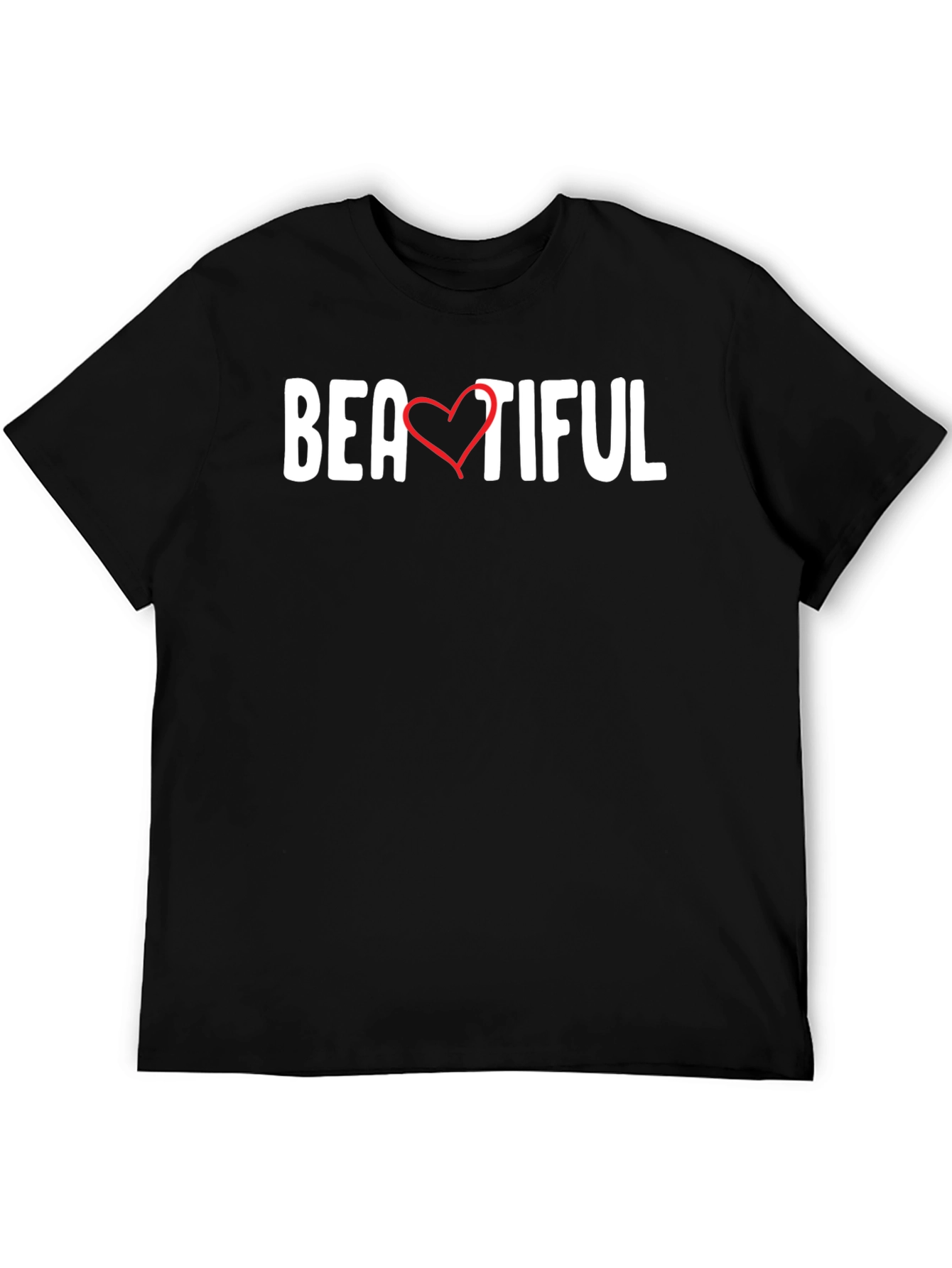 Black Beautiful Heart Graphic Tee - Black Unisex T-Shirt view 5