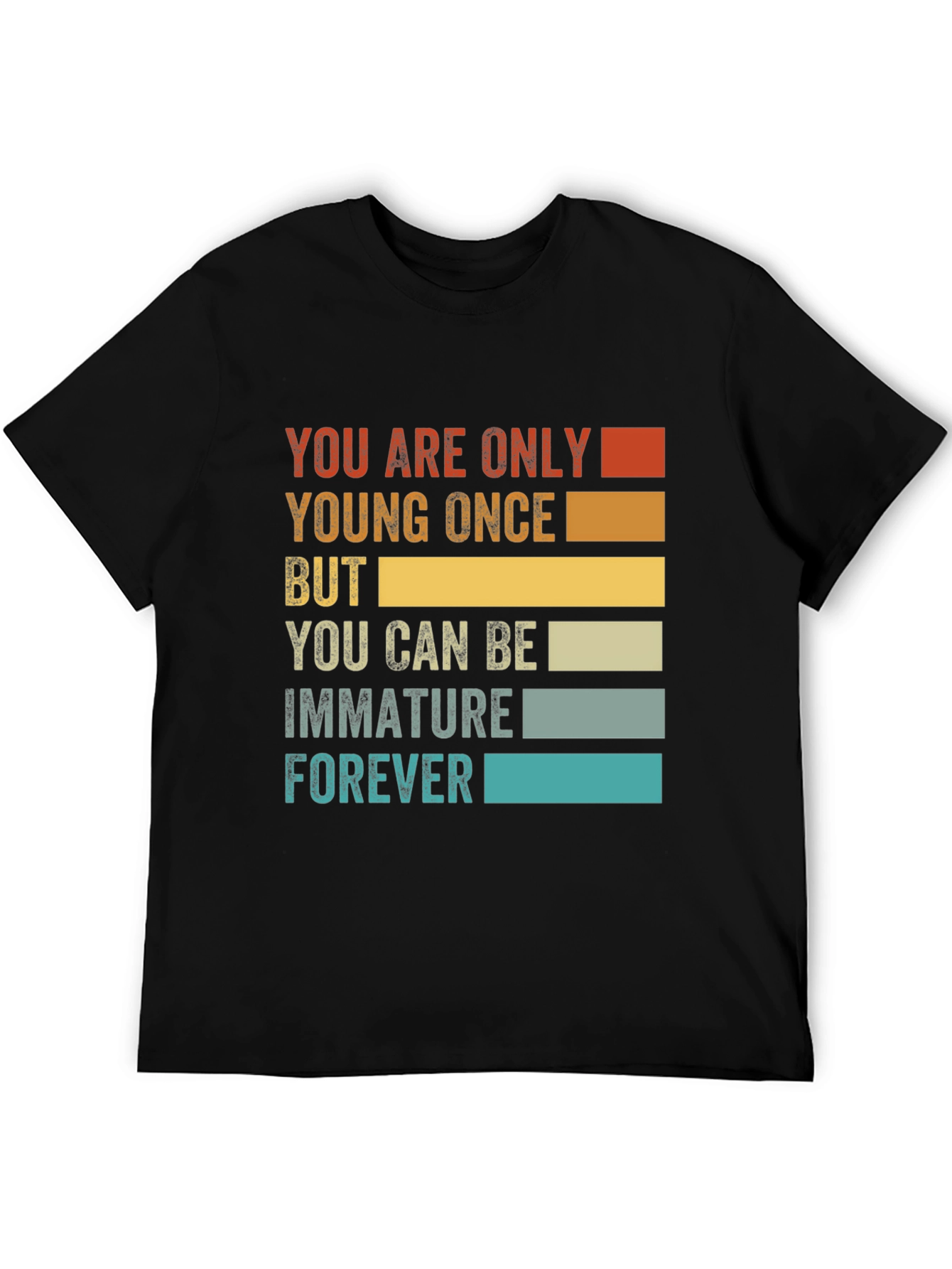 Black Funny Immature Forever T-Shirt - Black Graphic Tee view 5