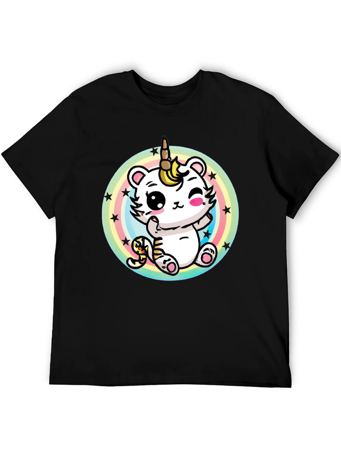 Black Unicorn Tiger Bear T-Shirt Funny Animal Tee view 5