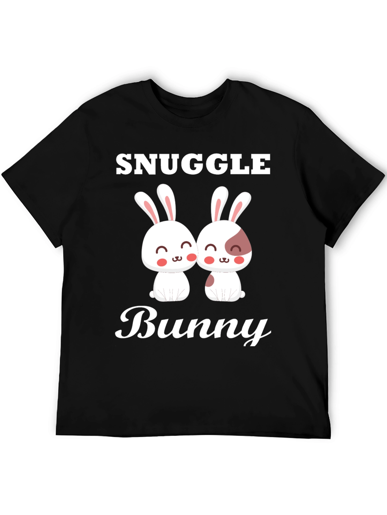 Black Snuggle Bunny Graphic Tee - Cute Couple Rabbits view 5