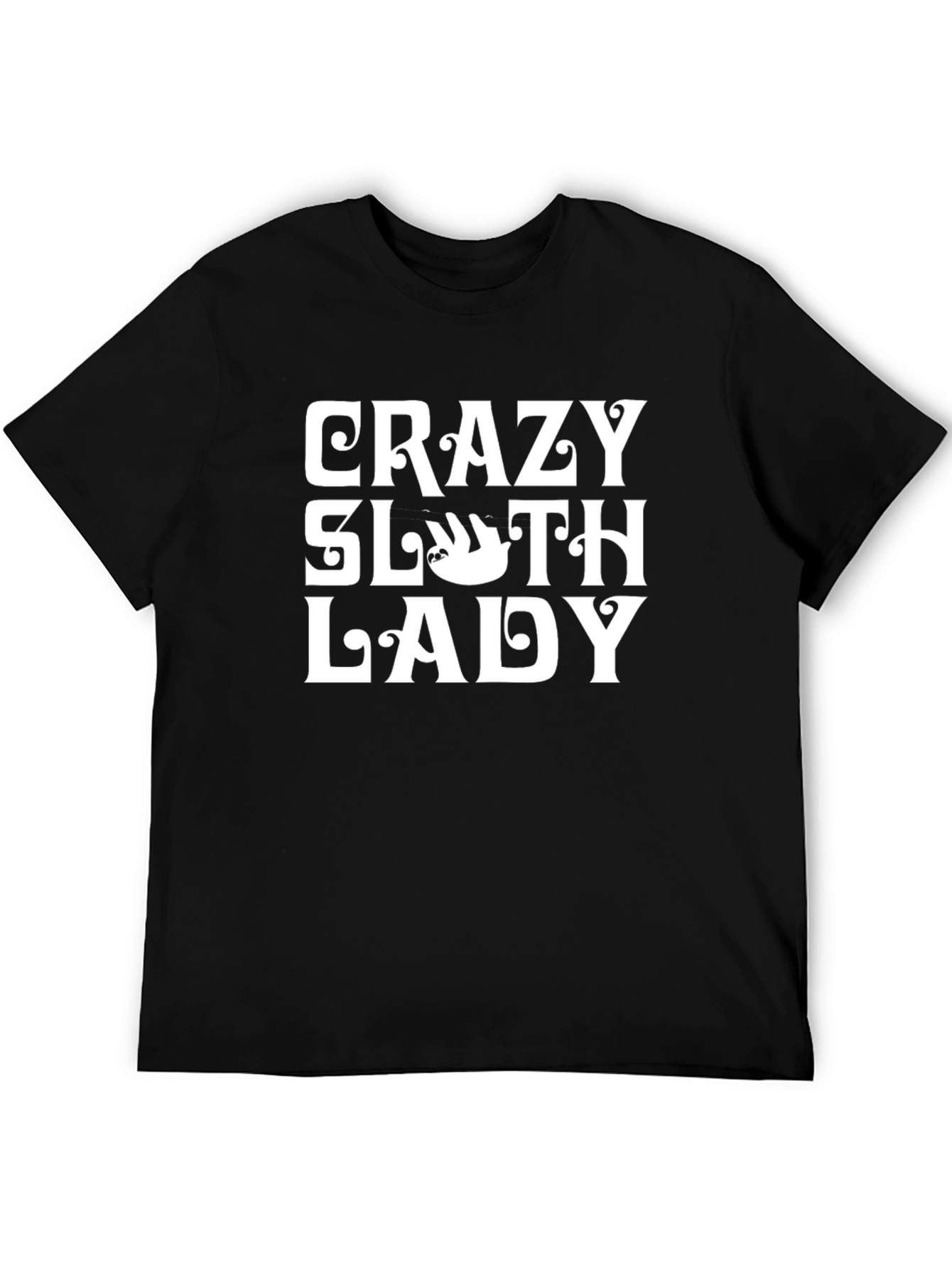 Black Crazy Sloth Lady T-Shirt - Black view 5