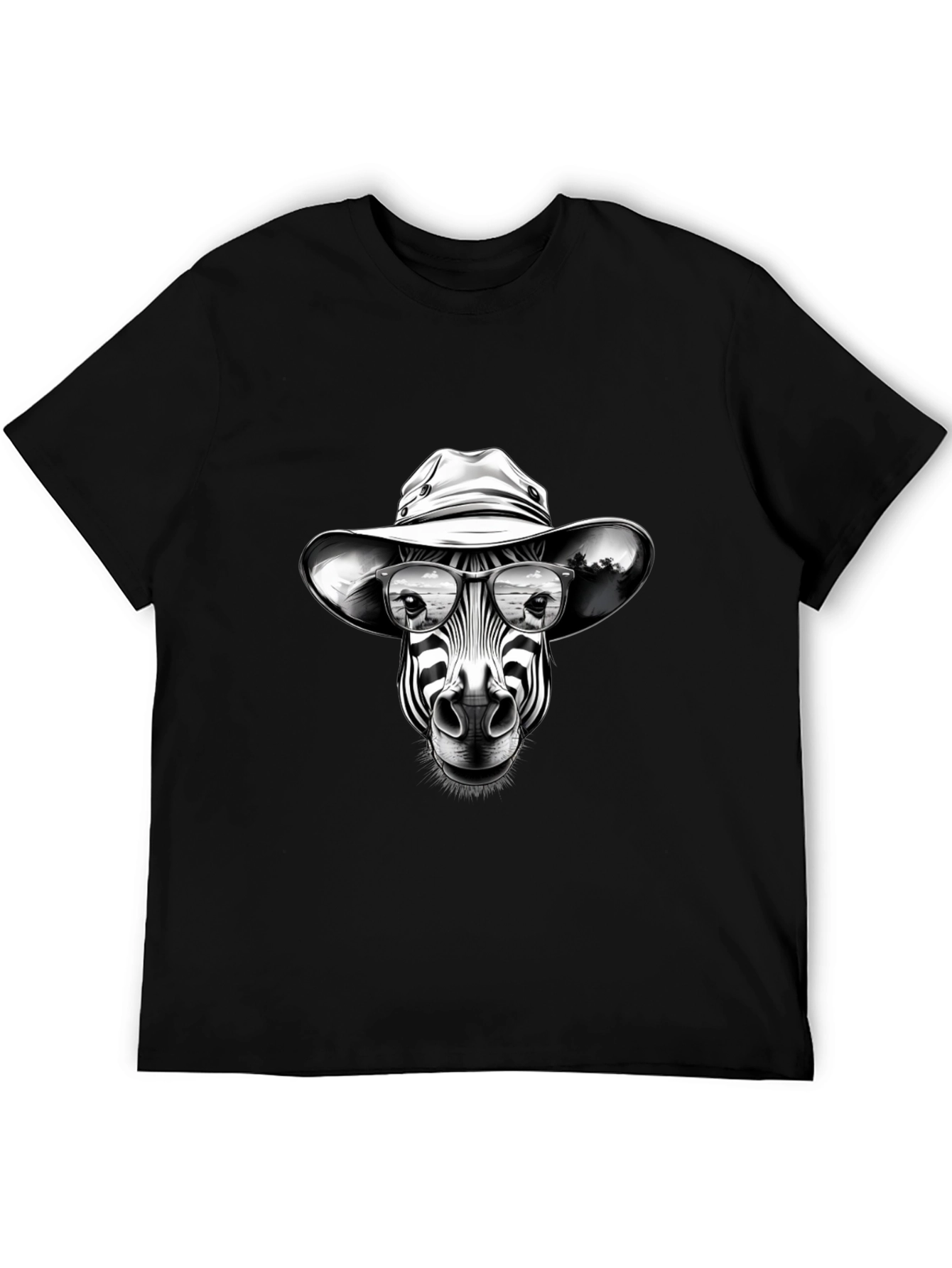 Black Zebra Cowboy Graphic Tee - Black Cotton T-Shirt view 5