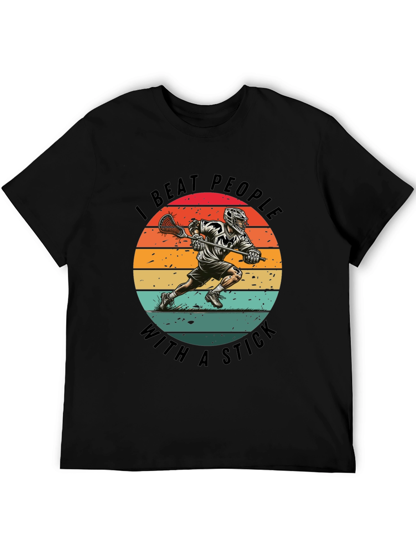 Black Lacrosse T-Shirt - I Beat People With A Stick view 5