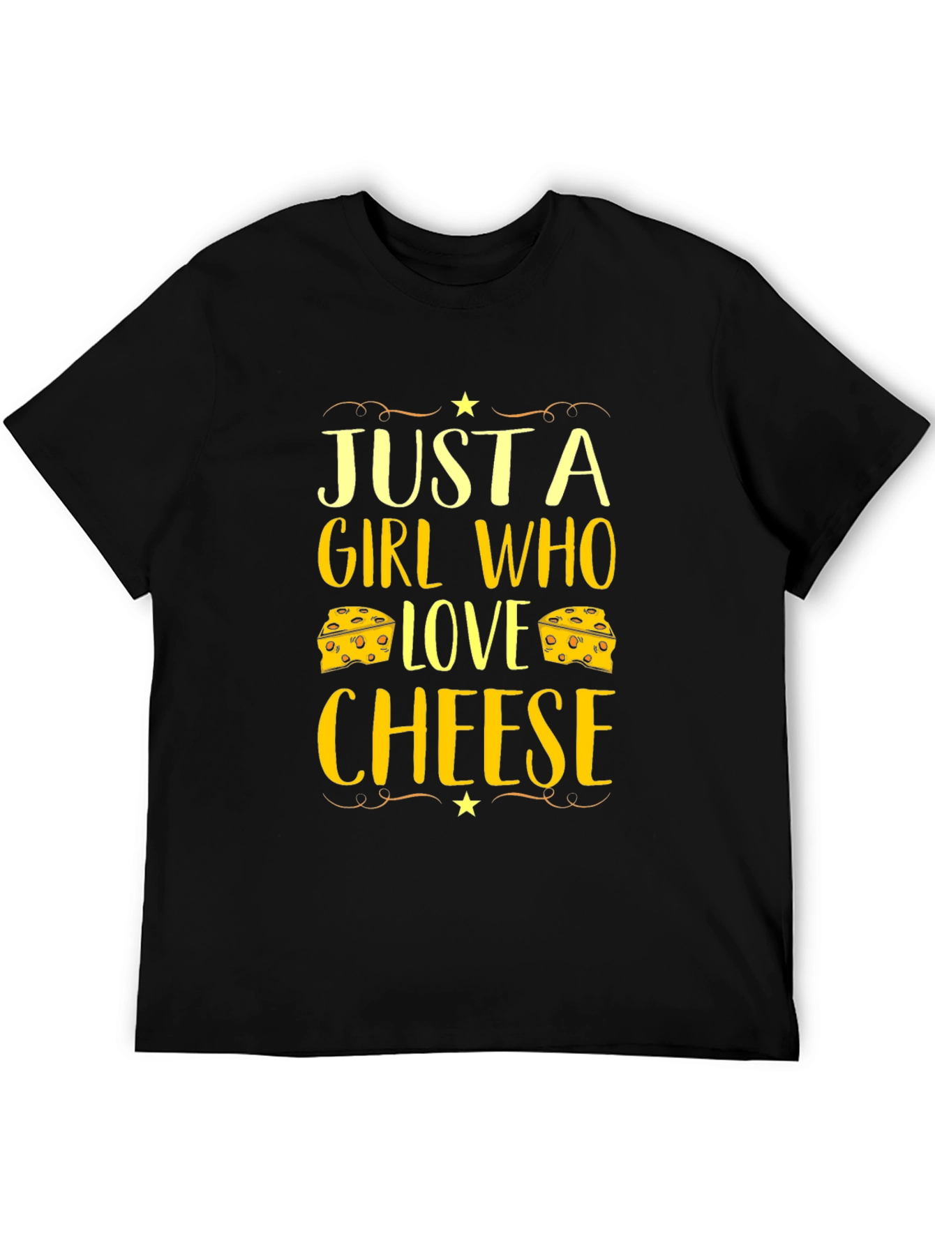 Black Just a Girl Who Loves Cheese Graphic T-Shirt view 5