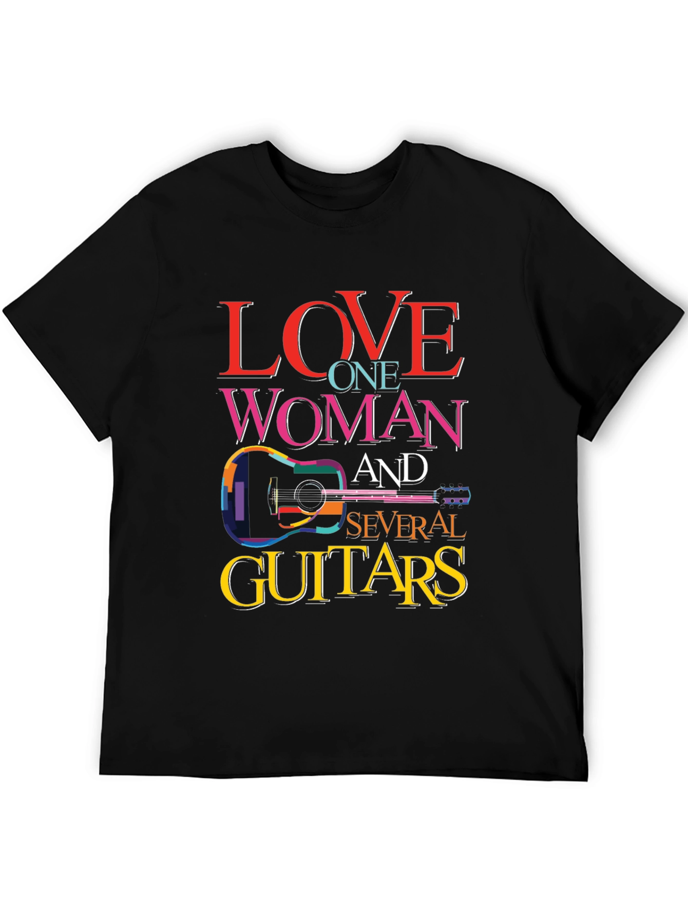 Black Love One Woman and Several Guitars Graphic T-Shirt view 5