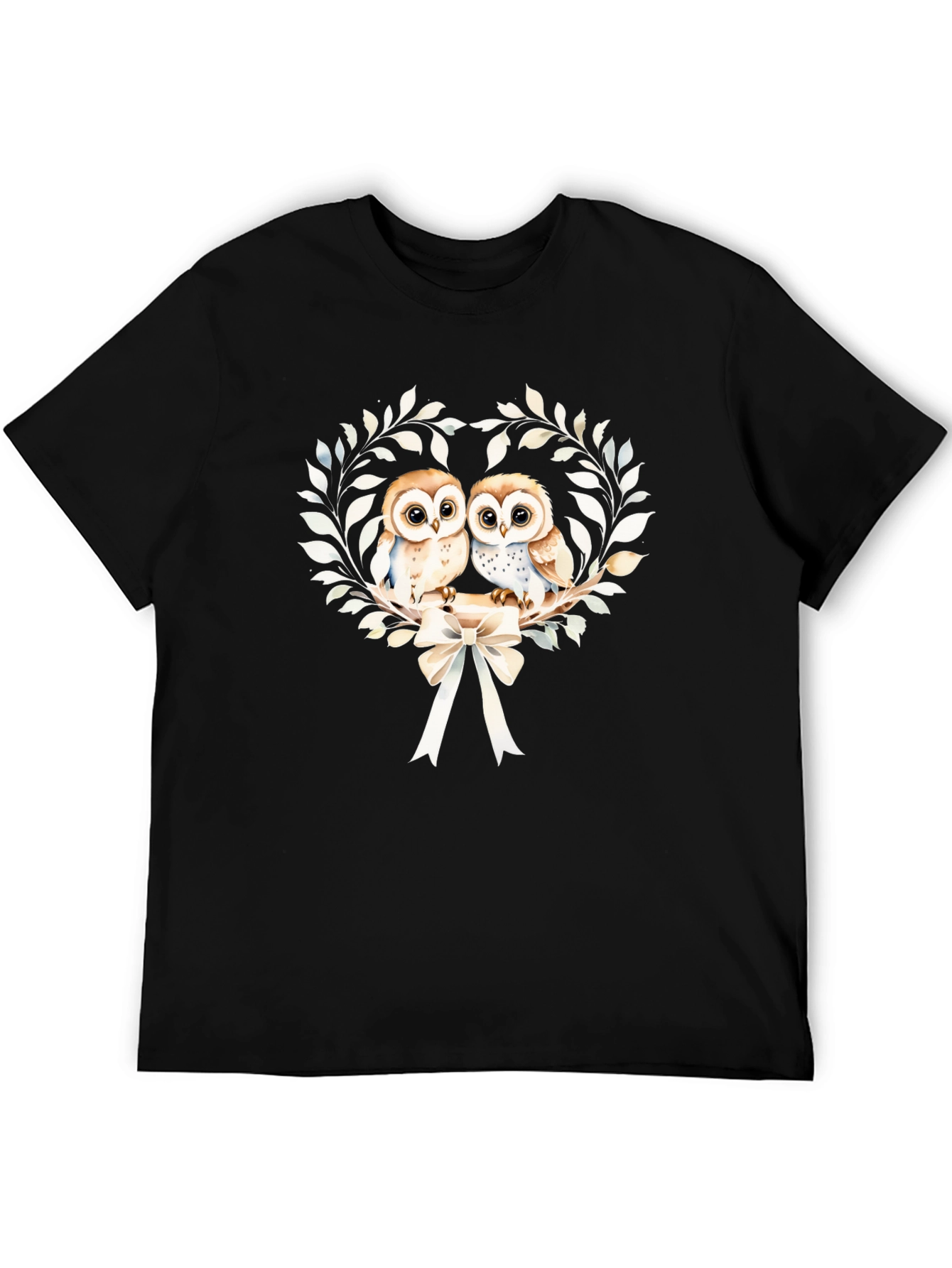 Black Owl Couple Graphic Tee view 5