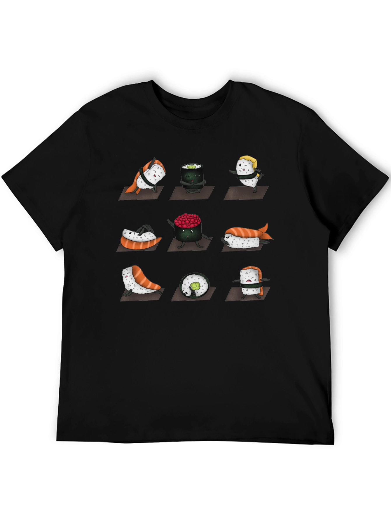 Black Sushi Yoga T-Shirt - Funny Foodie Tee view 5