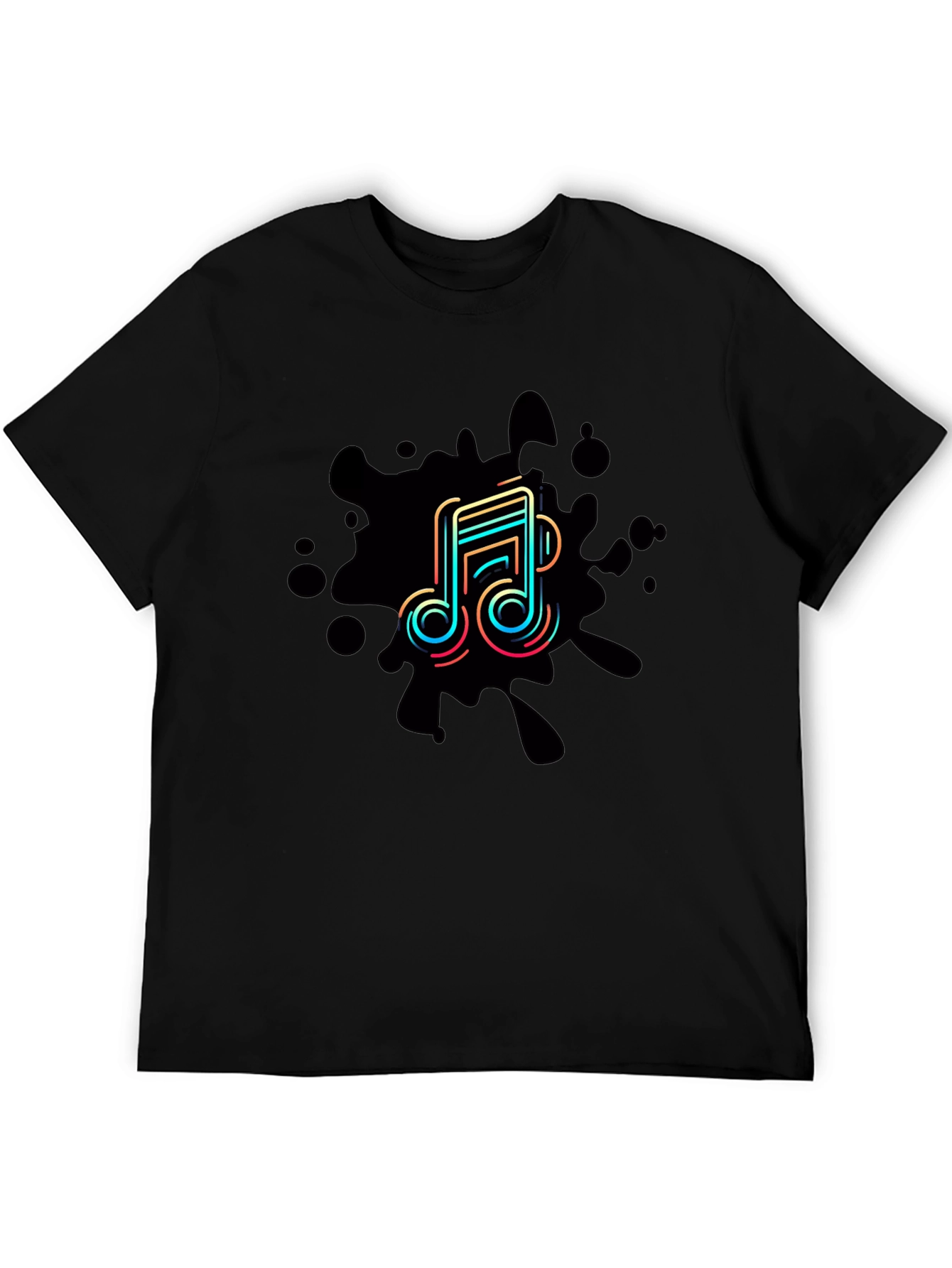 Black Trendy Music Note Graphic Black T-Shirt view 5