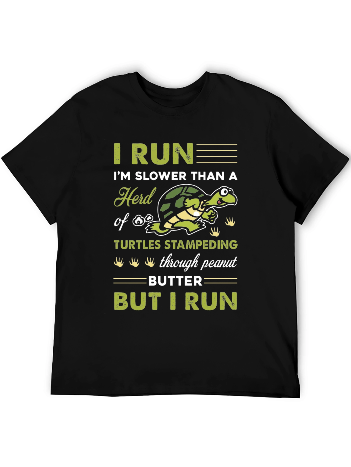 Black Funny Turtle Running Graphic T-Shirt view 5