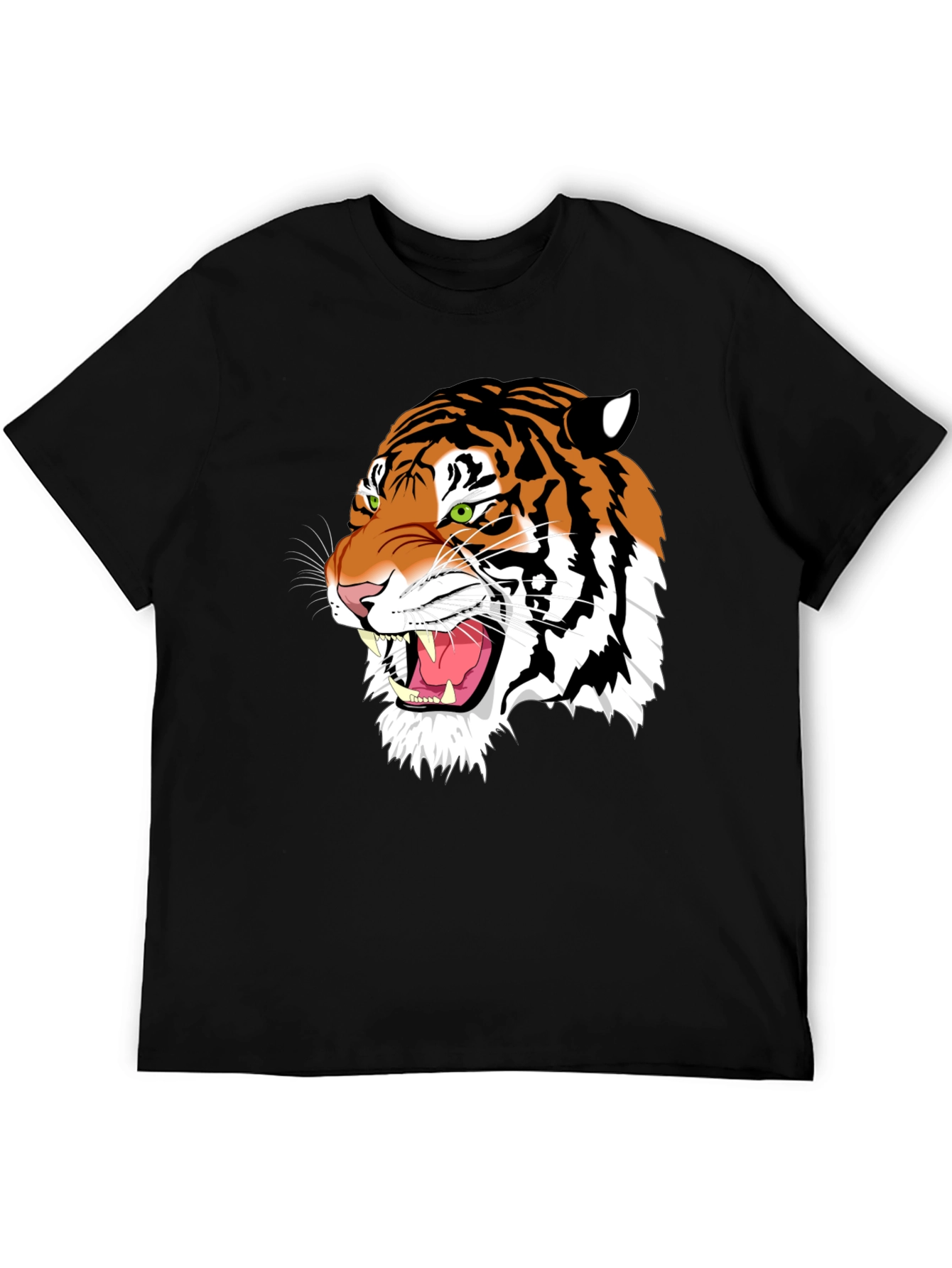 Black Bold Tiger Graphic Tee - Black Cotton T-Shirt view 5