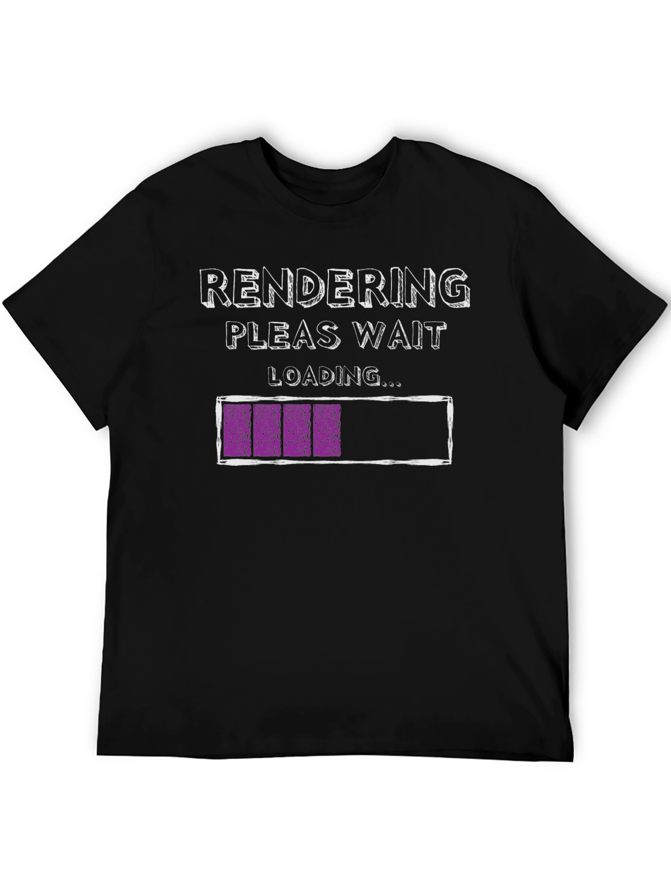 Black Rendering Please Wait Loading Funny Black T-Shirt view 5