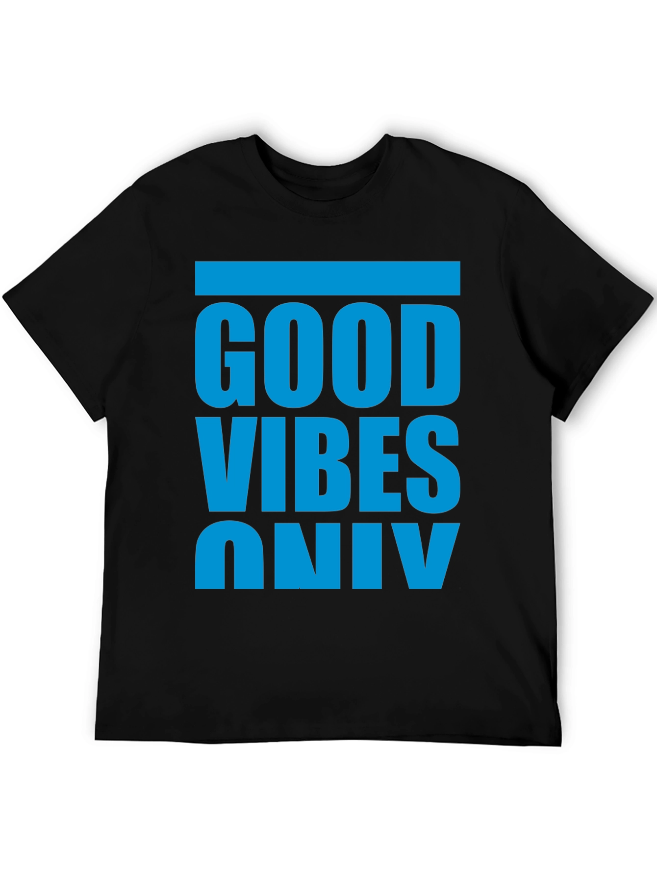 Black Good Vibes Only T-Shirt - Casual Graphic Tee view 5