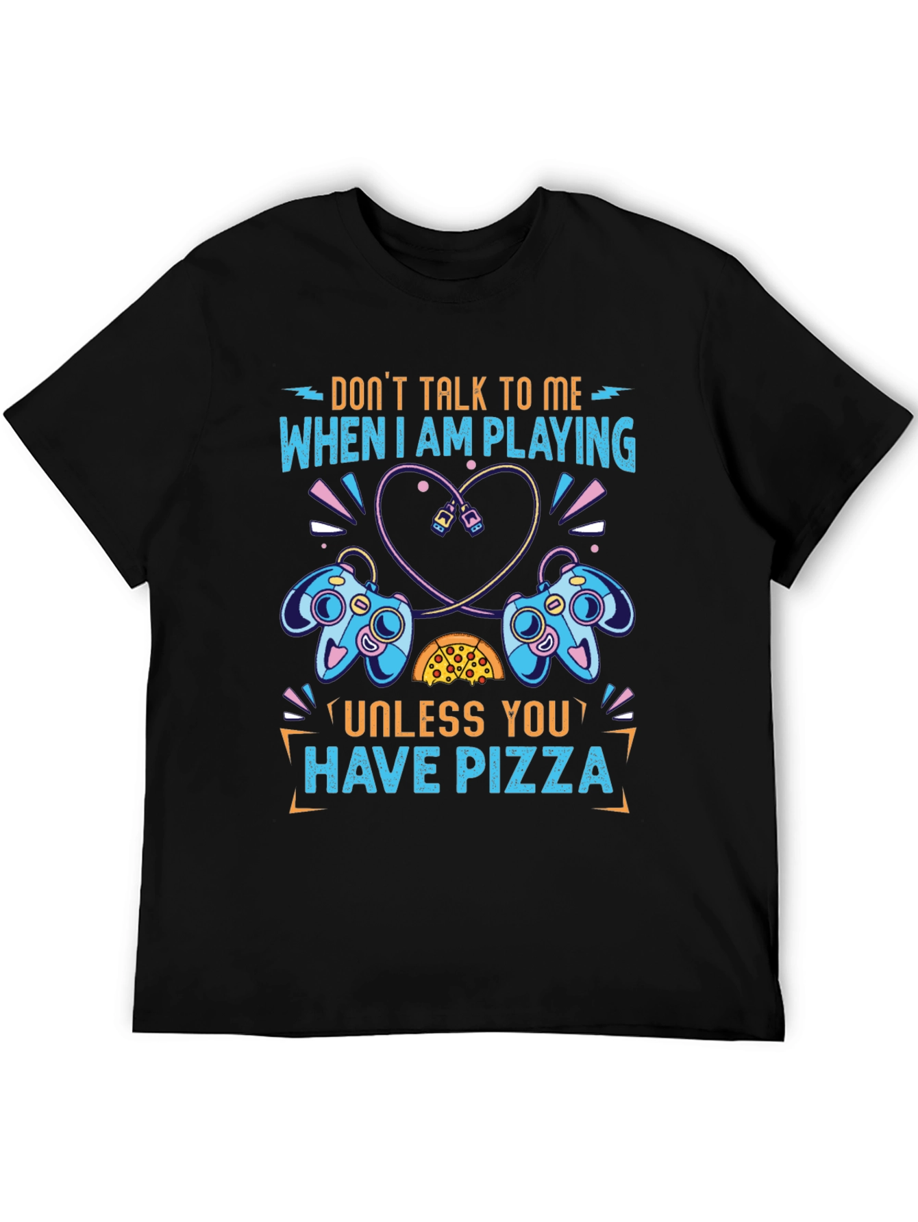 Black Gamer T-Shirt - Don't Talk To Me Unless You Have Pizza view 5