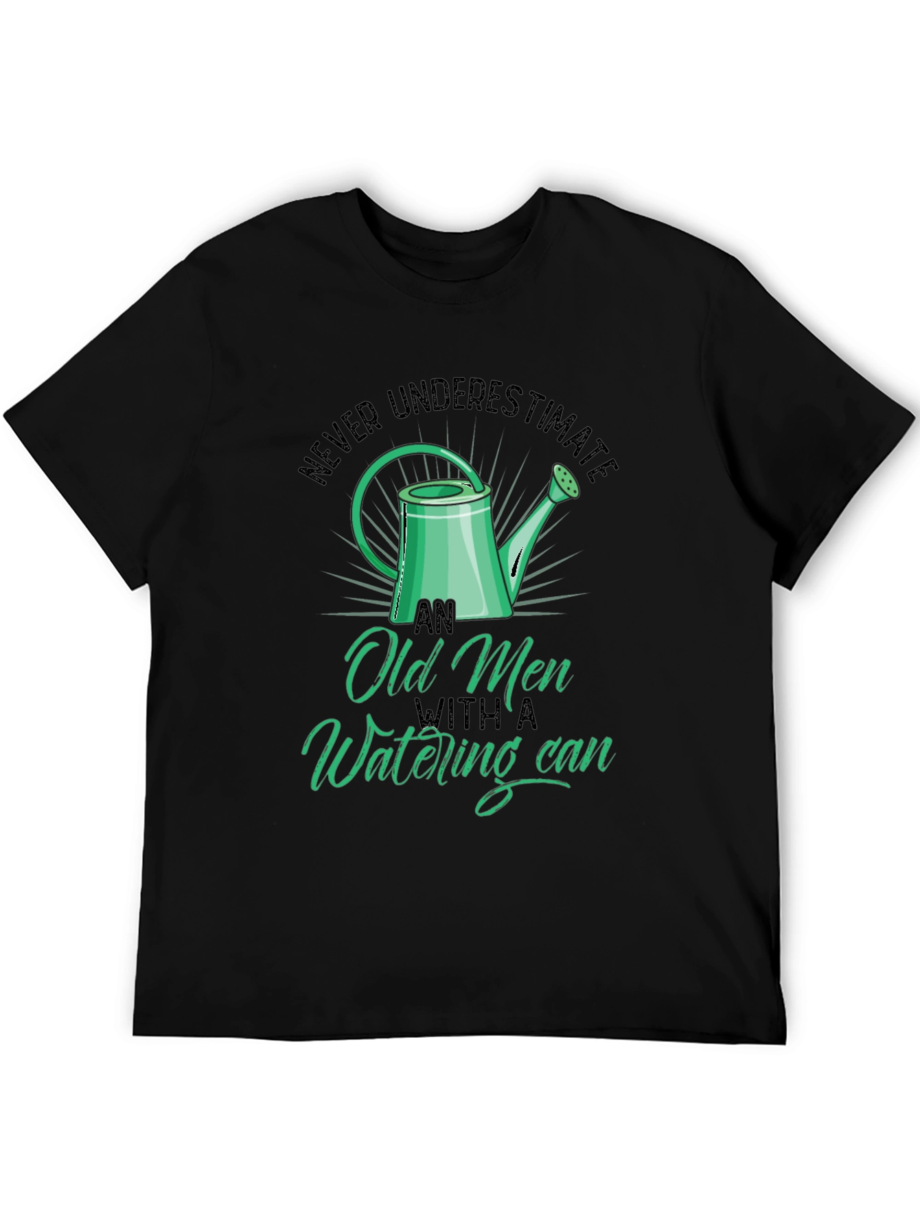 Black Old Men Watering Can T-Shirt - Funny Gardening Tee view 5