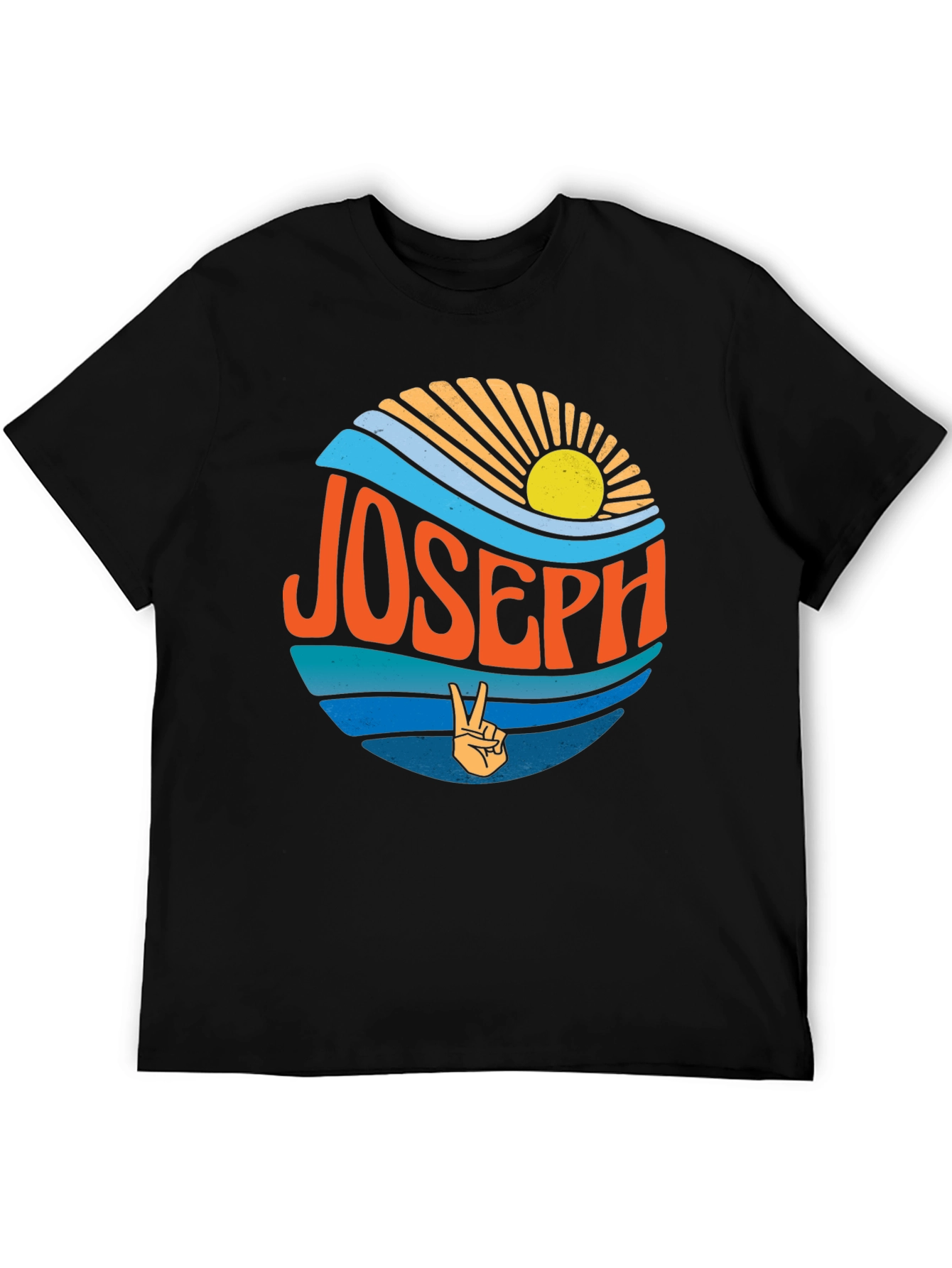 Black Joseph Retro Sunset T-Shirt - Custom Name Tee view 5