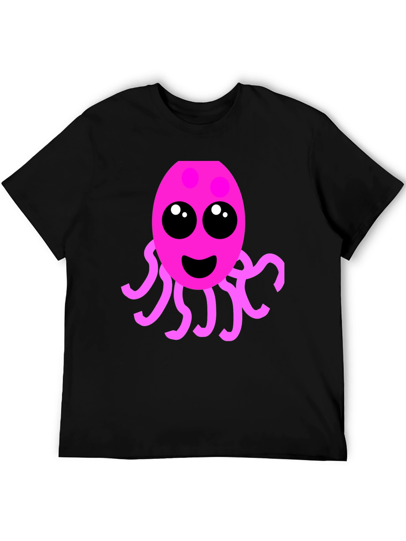 Black Cute Pink Octopus Graphic Tee - Men's Black T-Shirt view 5