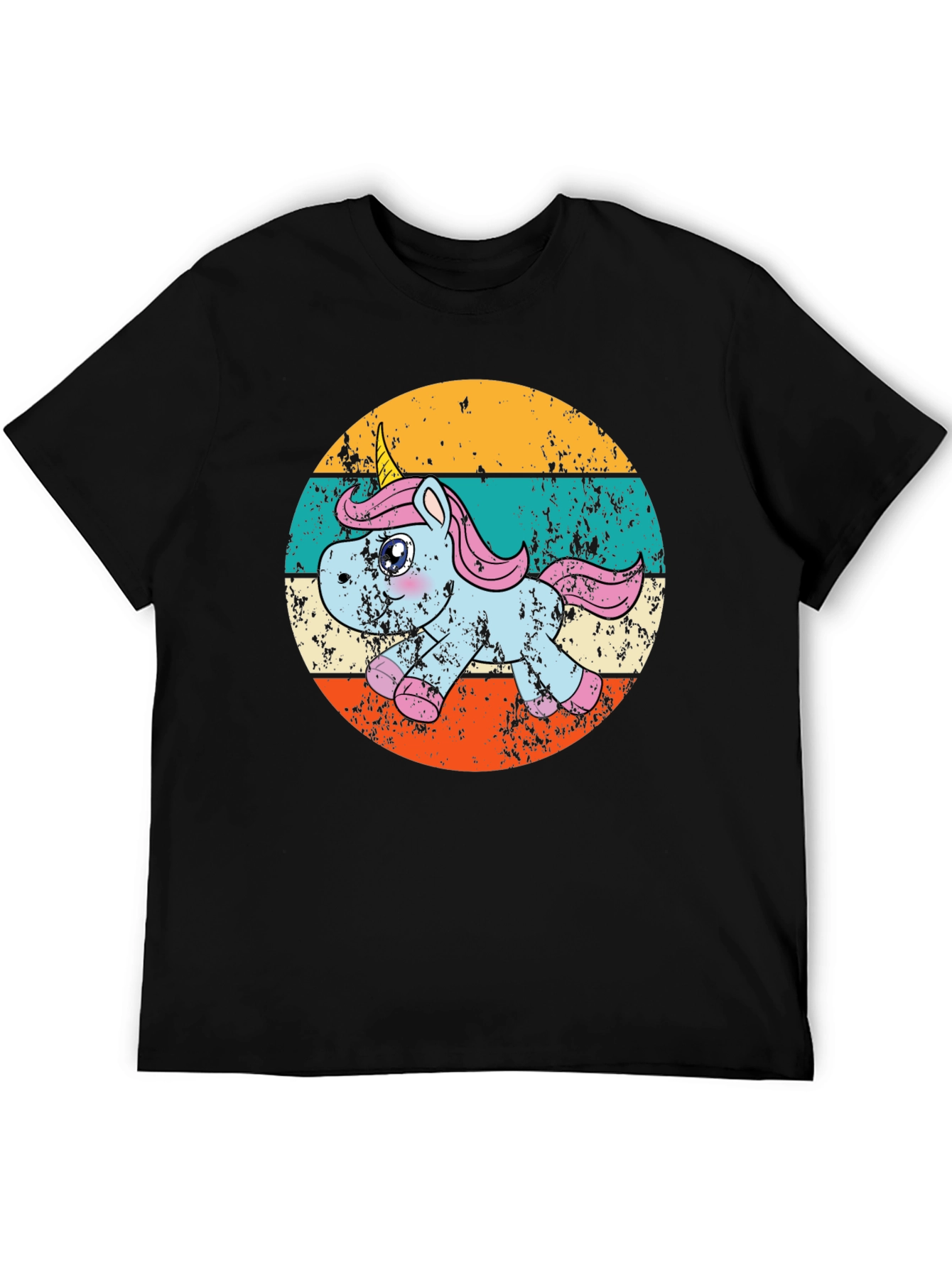Black Retro Unicorn Graphic T-Shirt view 5