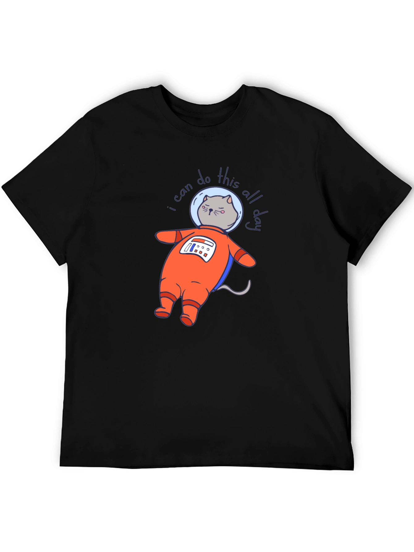 Black Astronaut Cat T-Shirt - I Can Do This All Day view 5