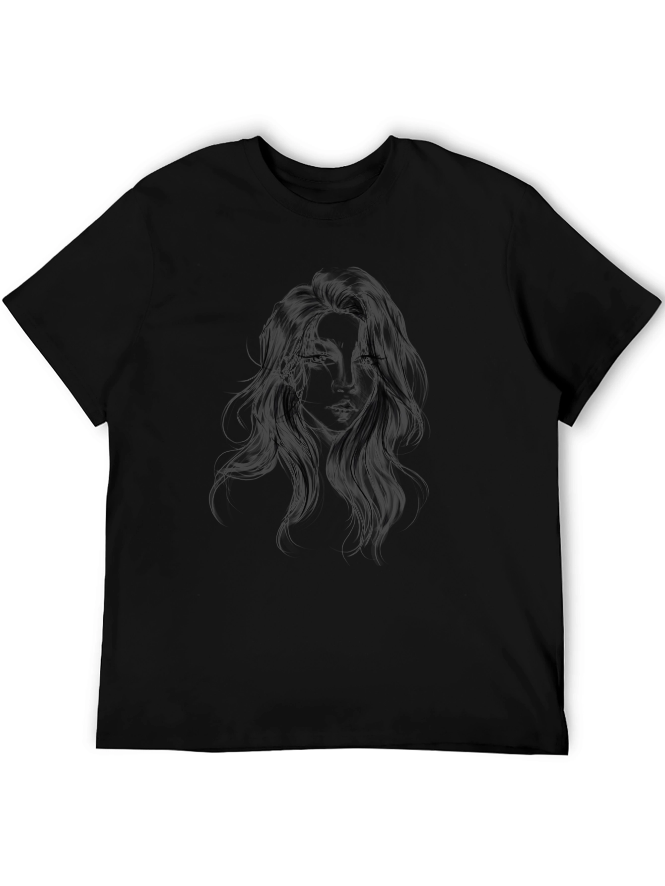 Black Graphic Tee - Woman Portrait Design - 5
