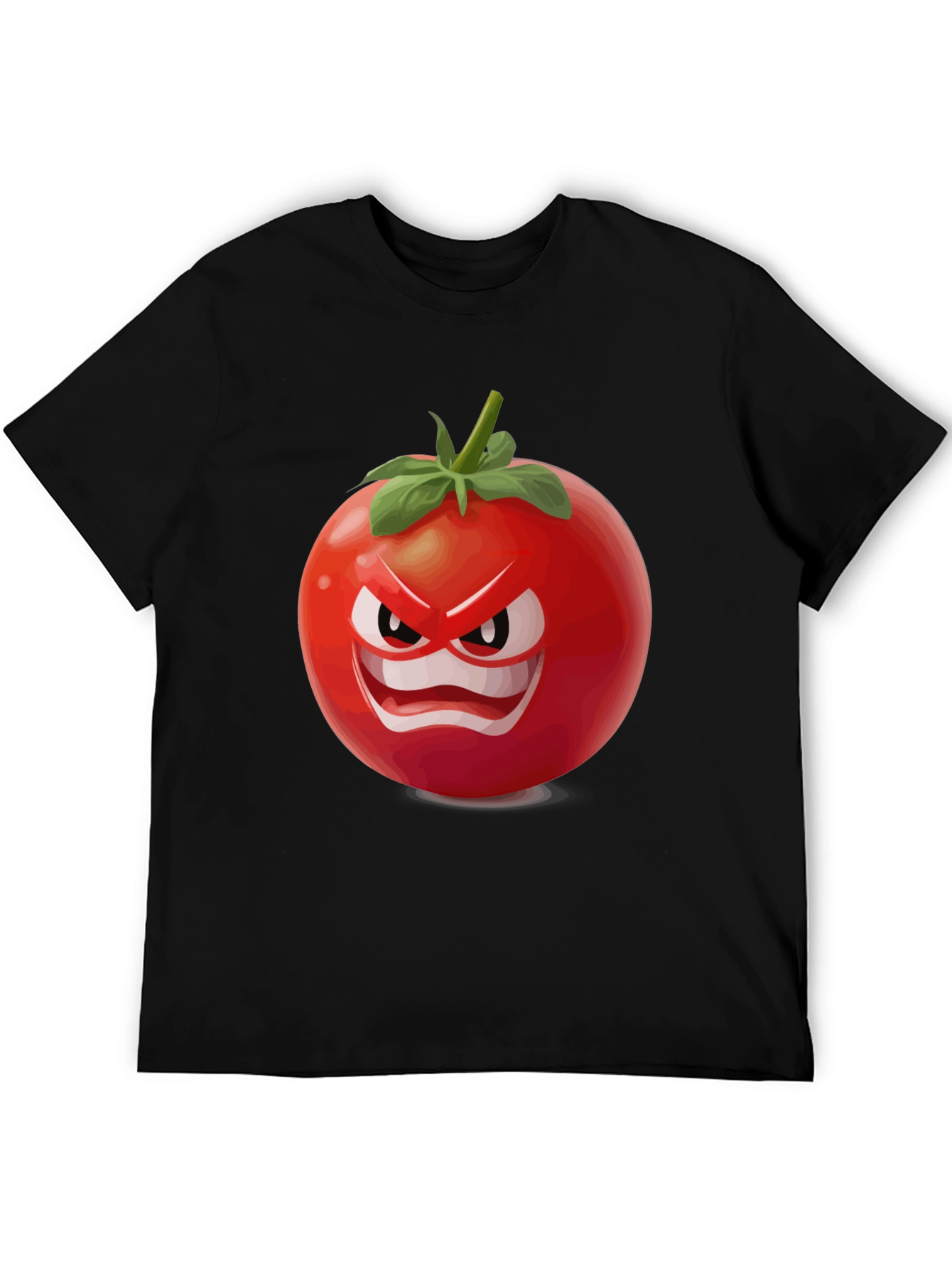 Black Angry Tomato Graphic T-Shirt - Funny Food Tee view 5