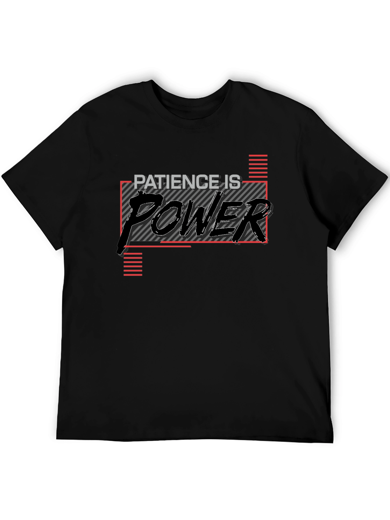 Black Patience is Power Graphic Tee - Motivational Black T-Shirt view 5