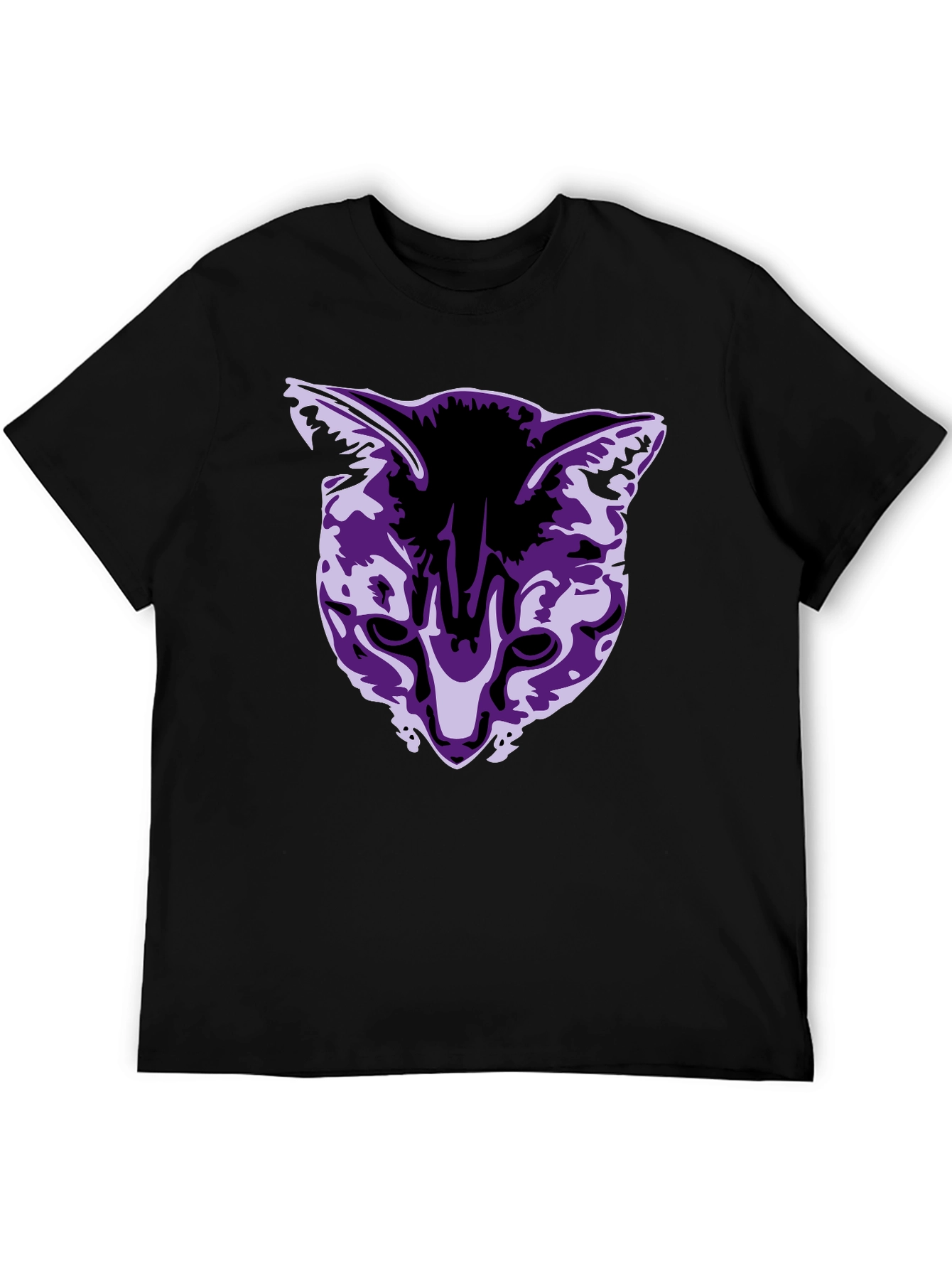 Black Cool Cat Graphic Tee - Black Cotton Blend view 5