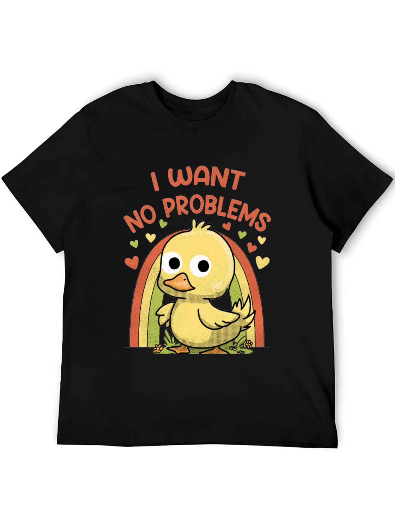 Black I Want No Problems Duck T-Shirt view 5