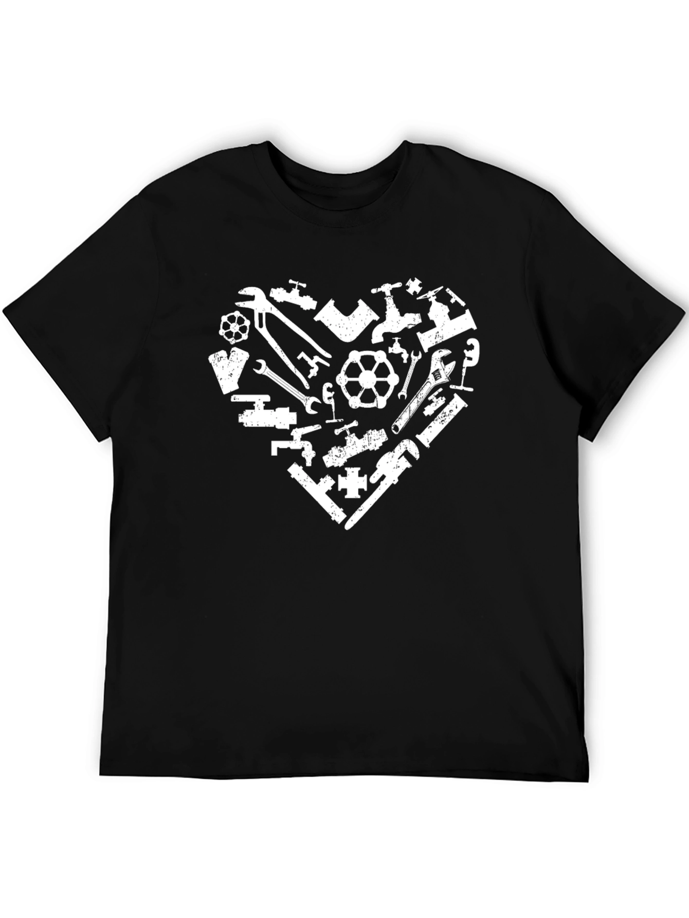 Black Plumbing Heart Graphic T-Shirt - Black Cotton Tee view 5