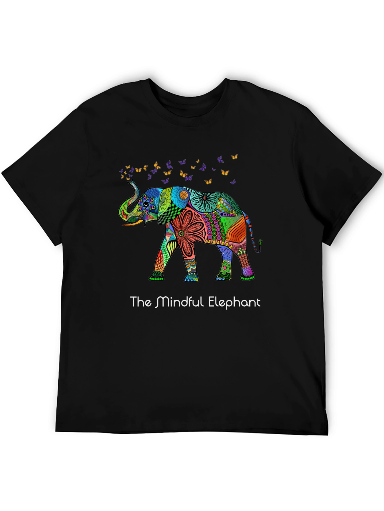 Black Mindful Elephant Graphic Tee - Unique Design view 5
