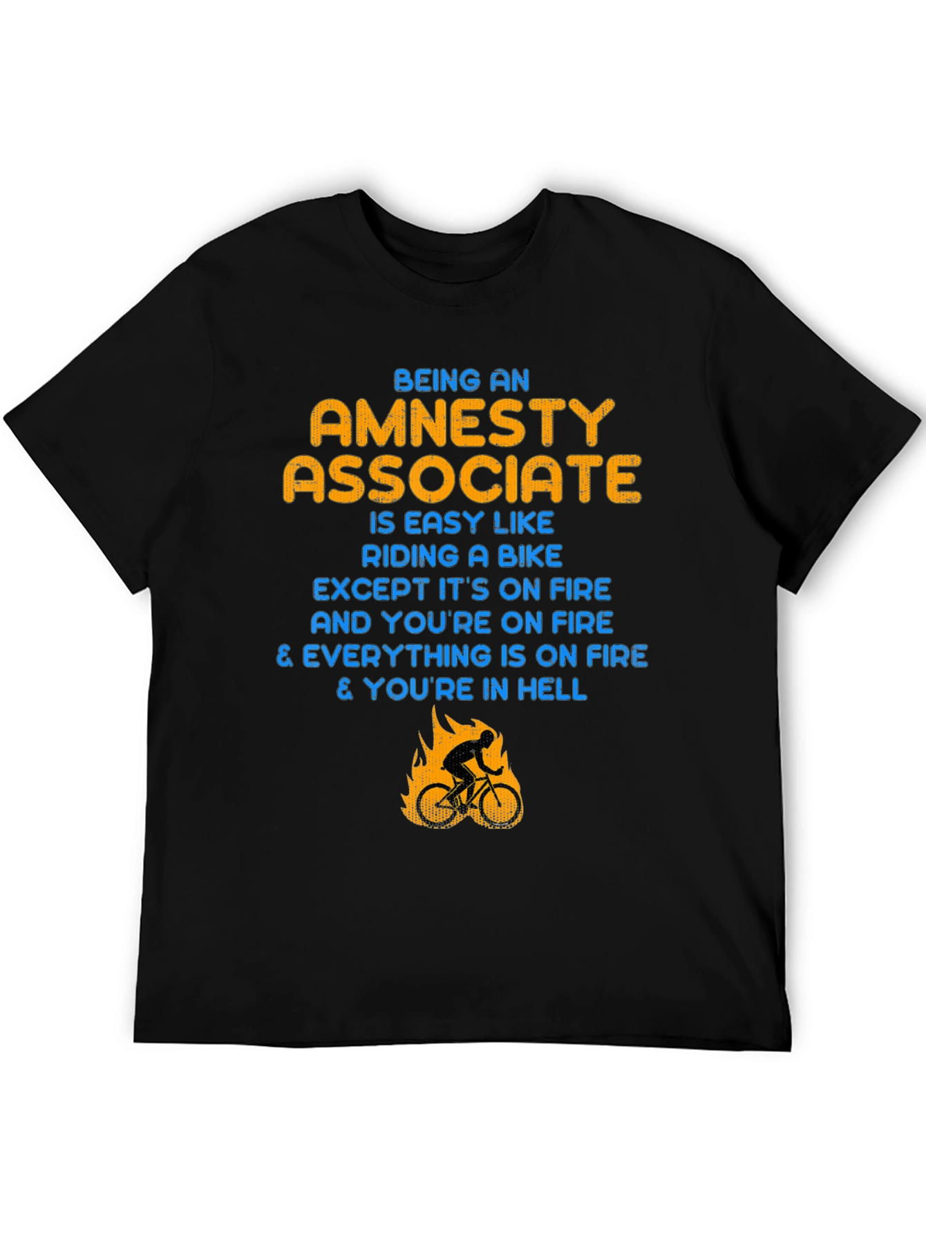 Black Amnesty Associate T-Shirt: Riding a Bike in Hell view 5