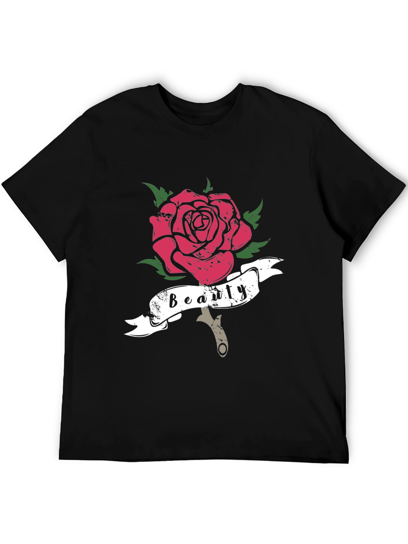 Black Beauty Rose Graphic T-Shirt - Black Cotton Blend view 5