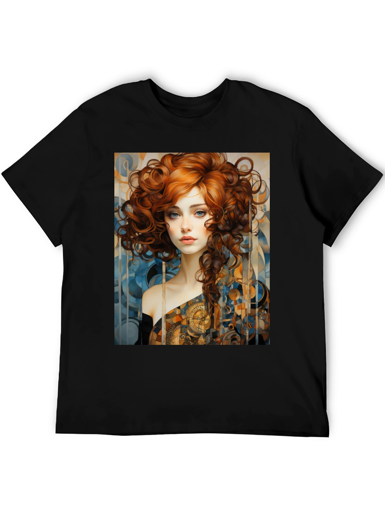 Black Art Nouveau Woman Graphic Black T-Shirt view 5