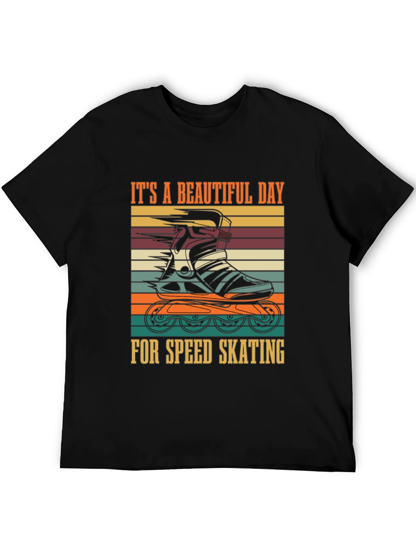 Black Retro Speed Skating T-Shirt - A Beautiful Day view 5