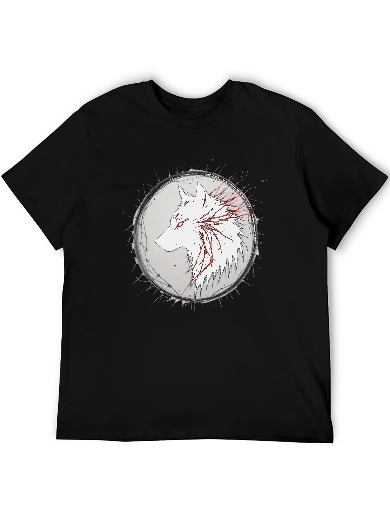 Black Wolf Graphic Print Black T-Shirt view 5