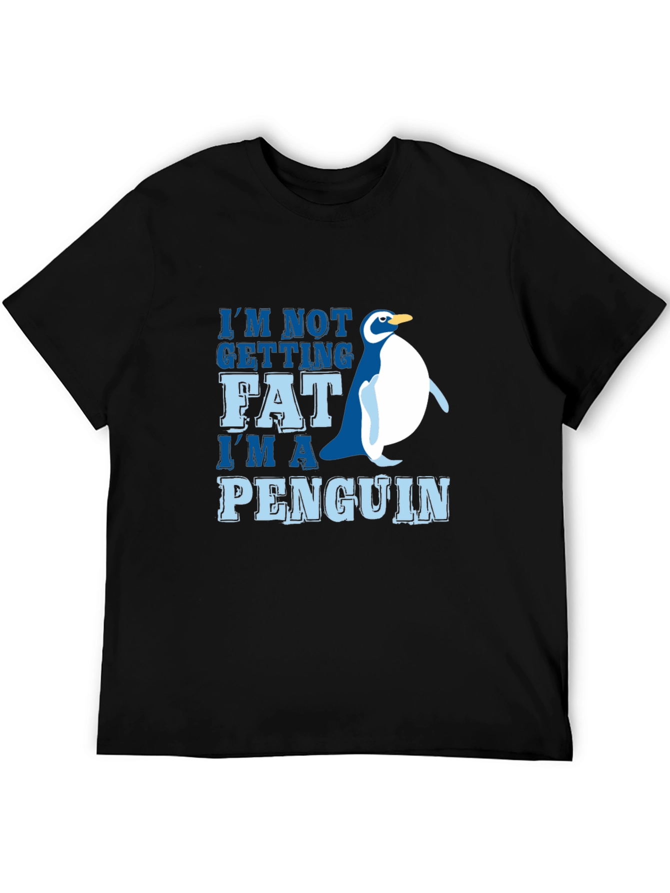 Black Funny Penguin Graphic Tee - I'm Not Getting Fat view 5
