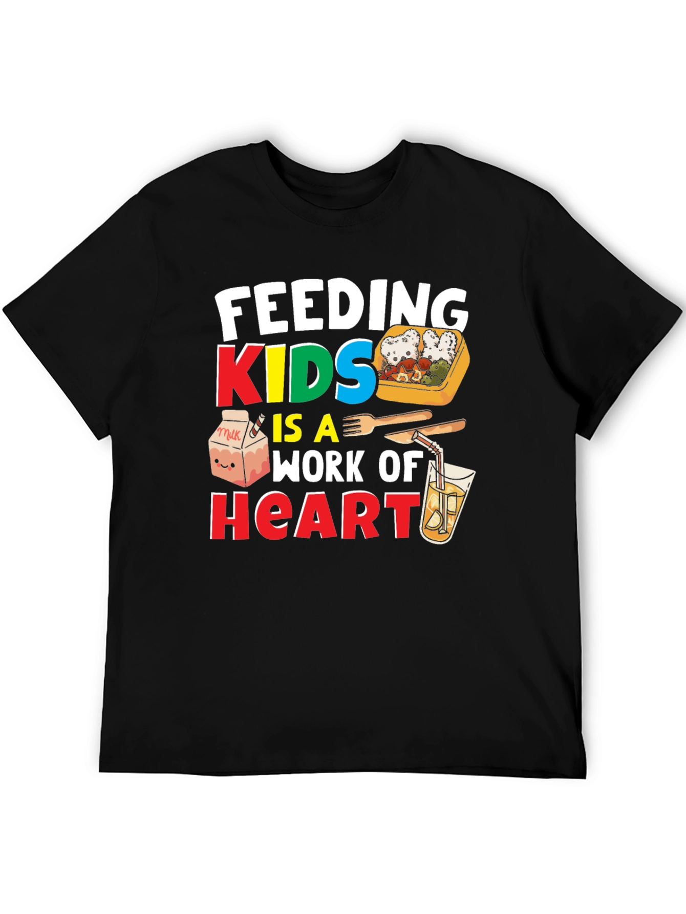 Black Feeding Kids is a Work of Heart T-Shirt view 5