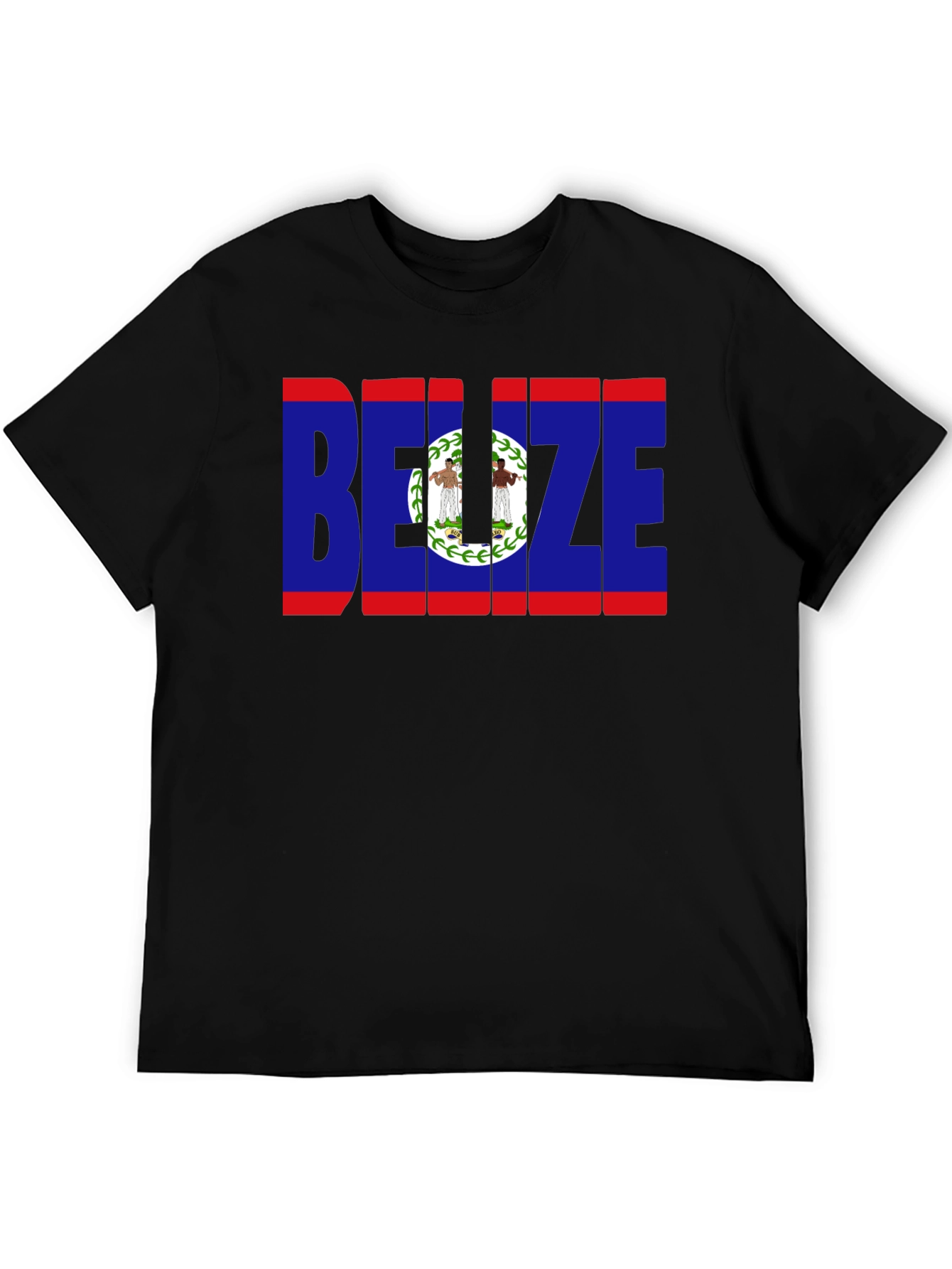 Belize Flag Graphic T-Shirt - Black Crew Neck Tee - 5