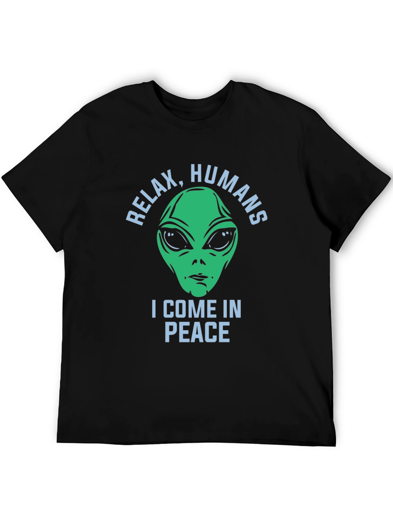 Black Relax Humans Alien Graphic T-Shirt view 5