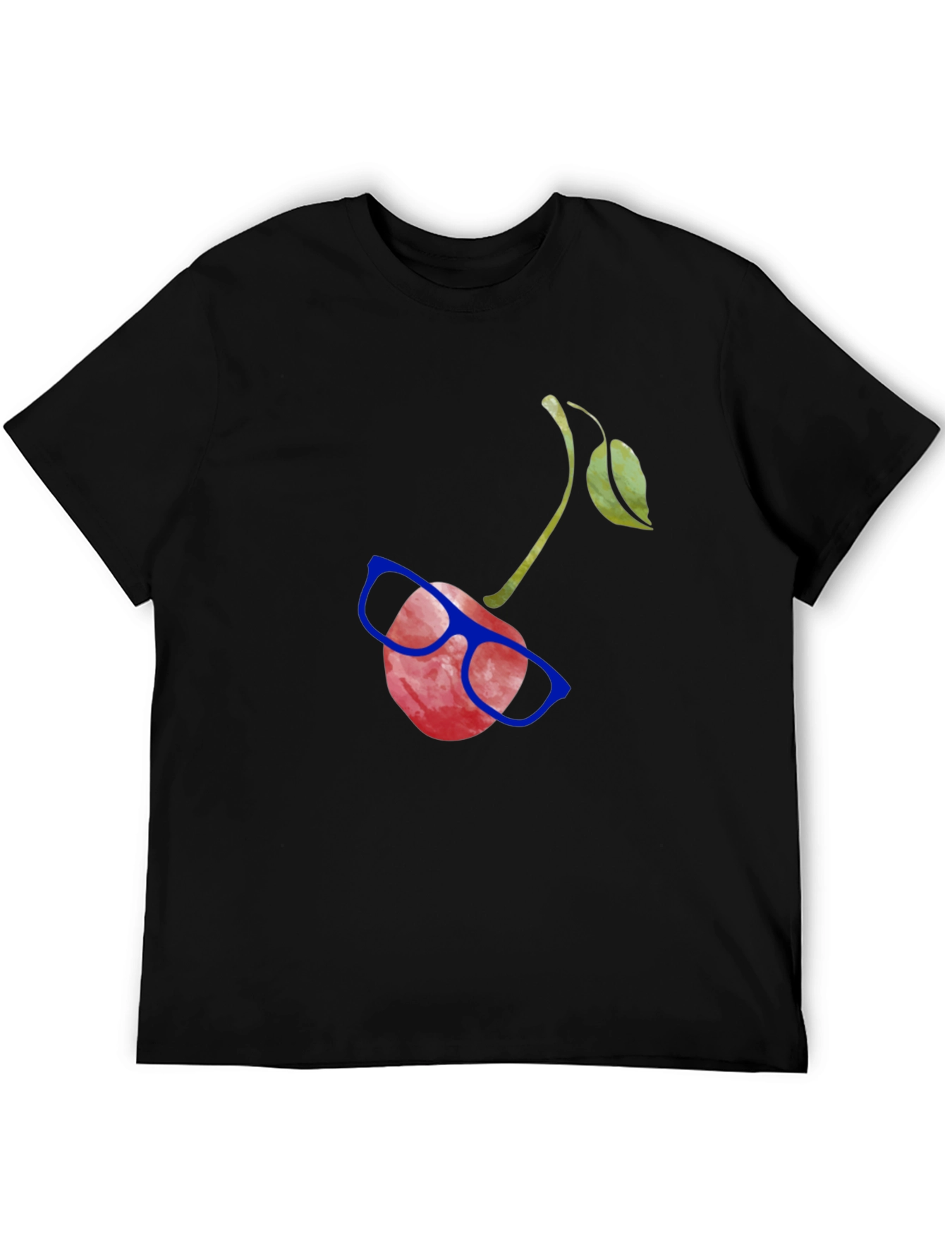 Black Funny Cherry with Glasses Graphic Tee view 5