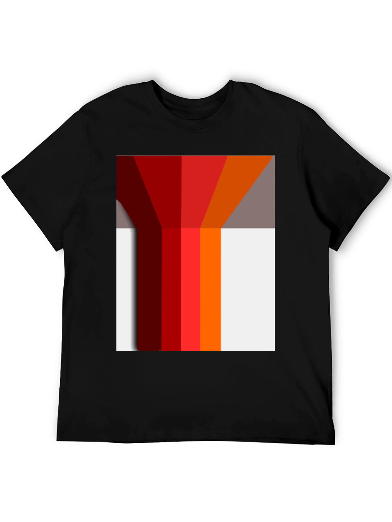 Black Geometric Color Block Graphic Tee - Modern Style view 5