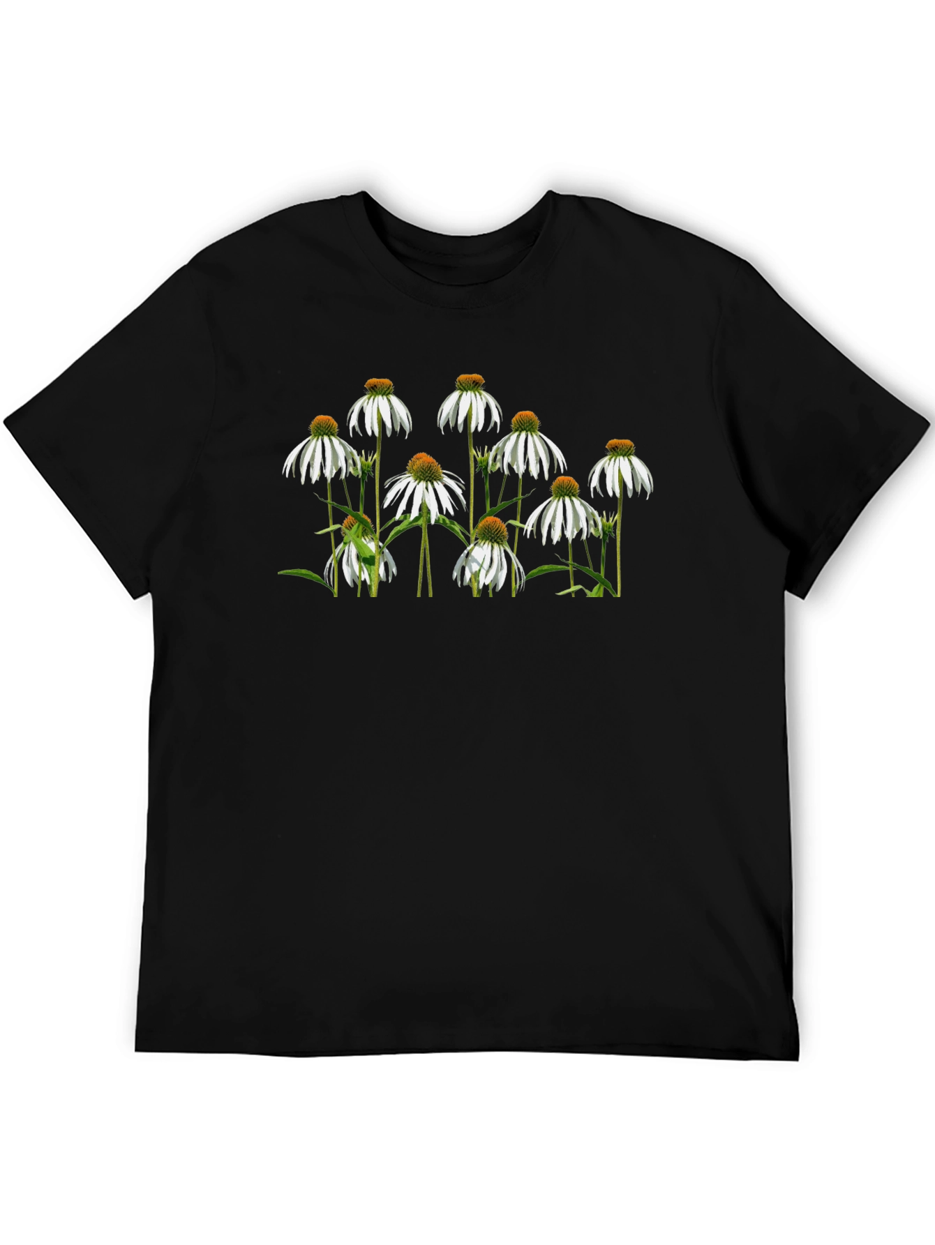 Black Floral Graphic Black T-Shirt - Botanical Design view 5